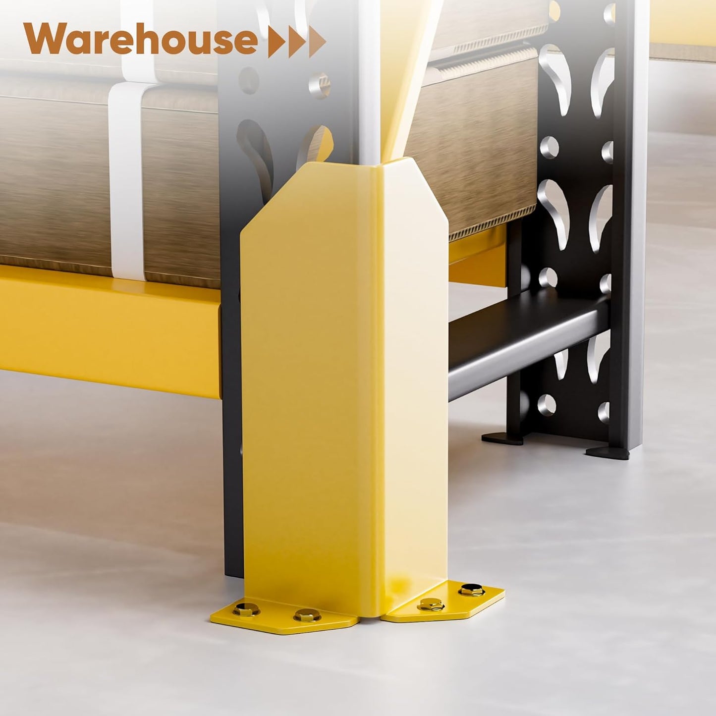 Nisorpa Pallet Rack Post Protectors, 12" Pallet Racking Guards with Hardware L Shape Safety Yellow Pallet Edge Protectors Set of 2