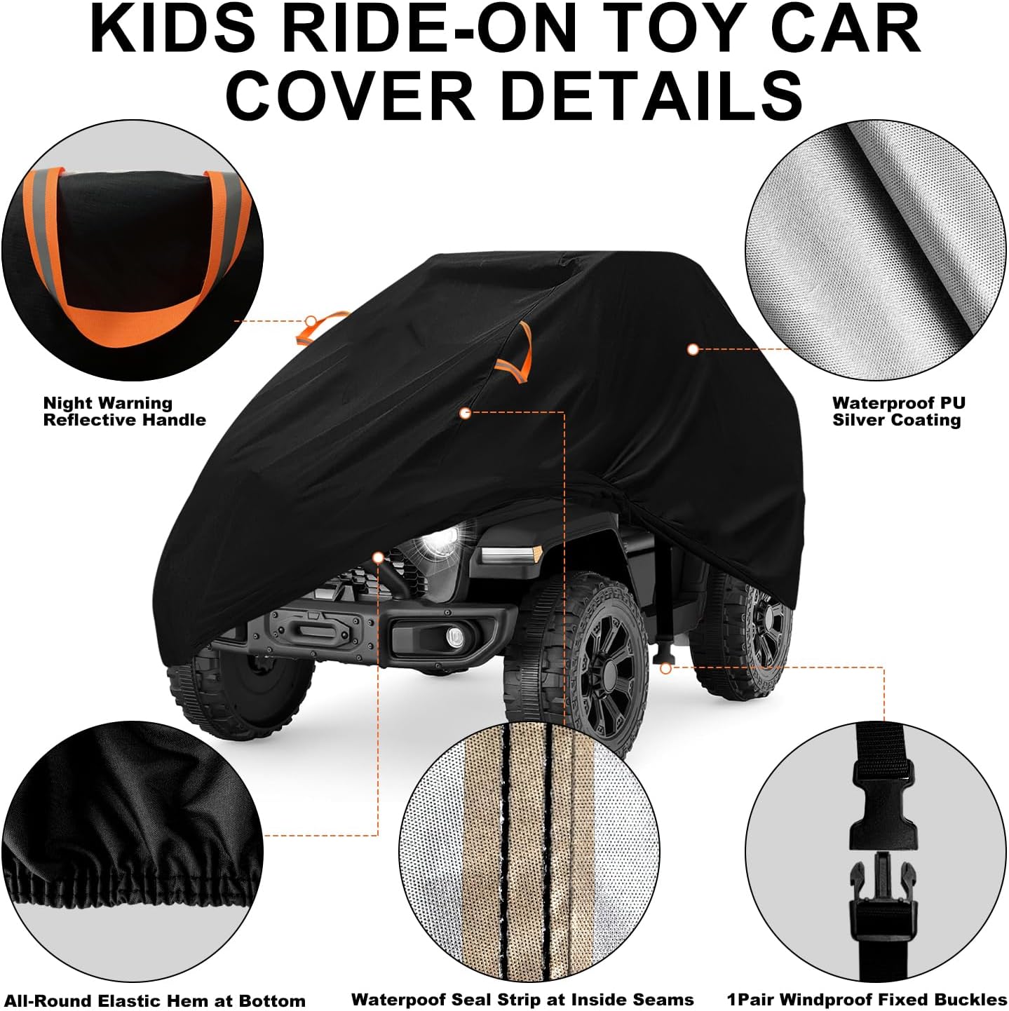 Kids Ride-On Toys Car Cover Waterproof,12/24V Powered Wheels Electric Battery Jeep Car Outdoor Protective Covers for Toddler Big Kids Children Tractor Truck Vehicle,All Weather Protection,52x28x24