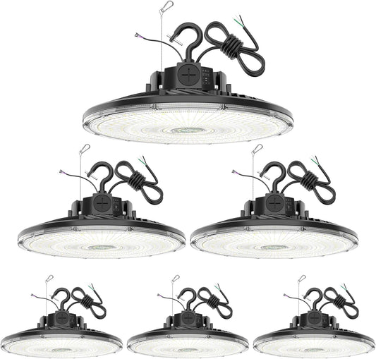 6 Pack 480V LED High Bay Light UL DLC Listed UFO Light 150W 100W 80W Adjustable, Dimmable High Bay LED Shop Lights 5000K Daylight, IP65 Commercial Bay Lighting for Warehouse Factory