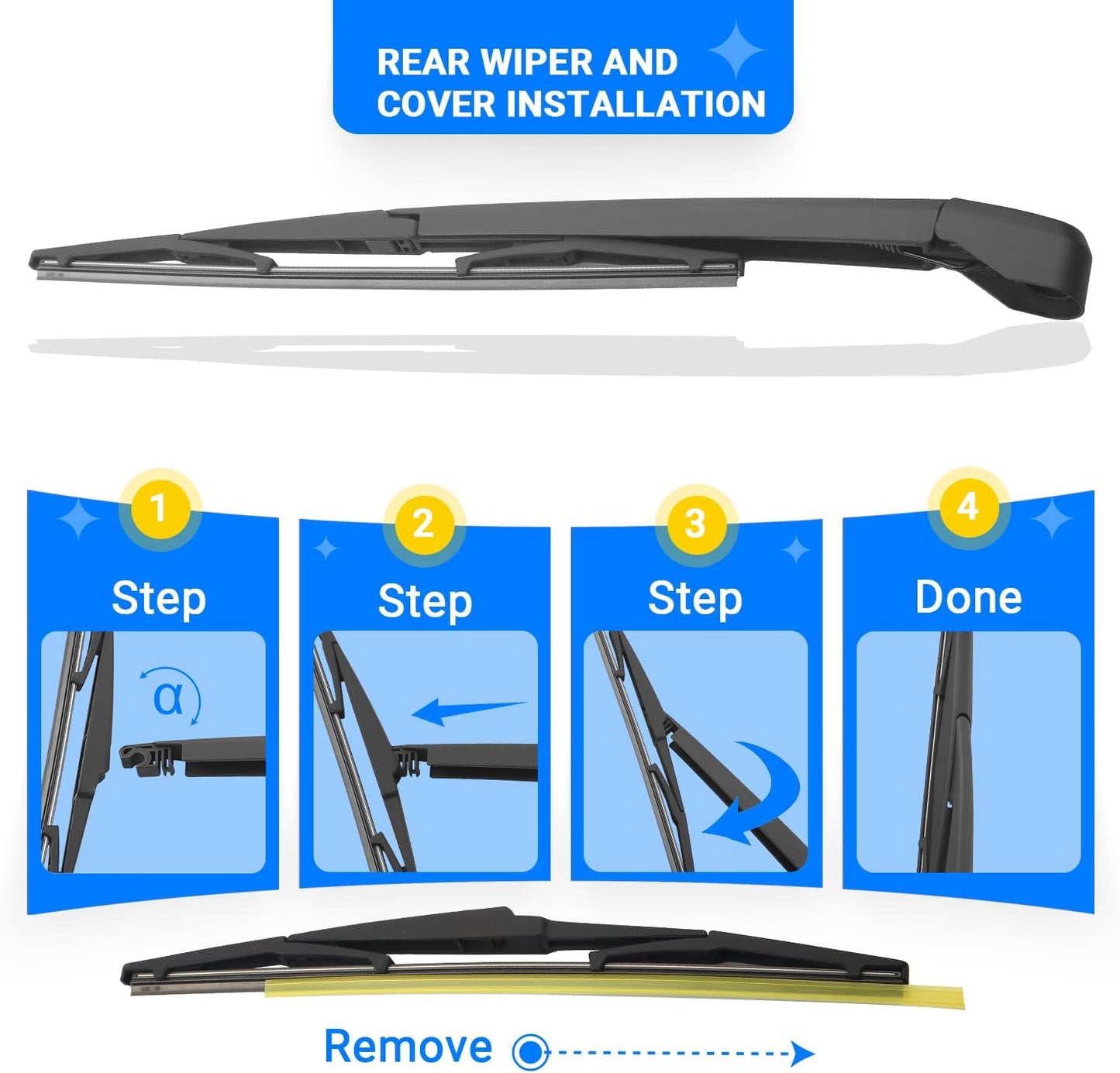 Windshield Wiper Blades Replacement for Mazda CX-5 CX-9 2017 2018 2019 2020 2021 2022 2023 CX5 CX9 Original Factory Quality Front Rear Wipers Blade Set for My Car - 24" 18" 14" (Pack of 3)