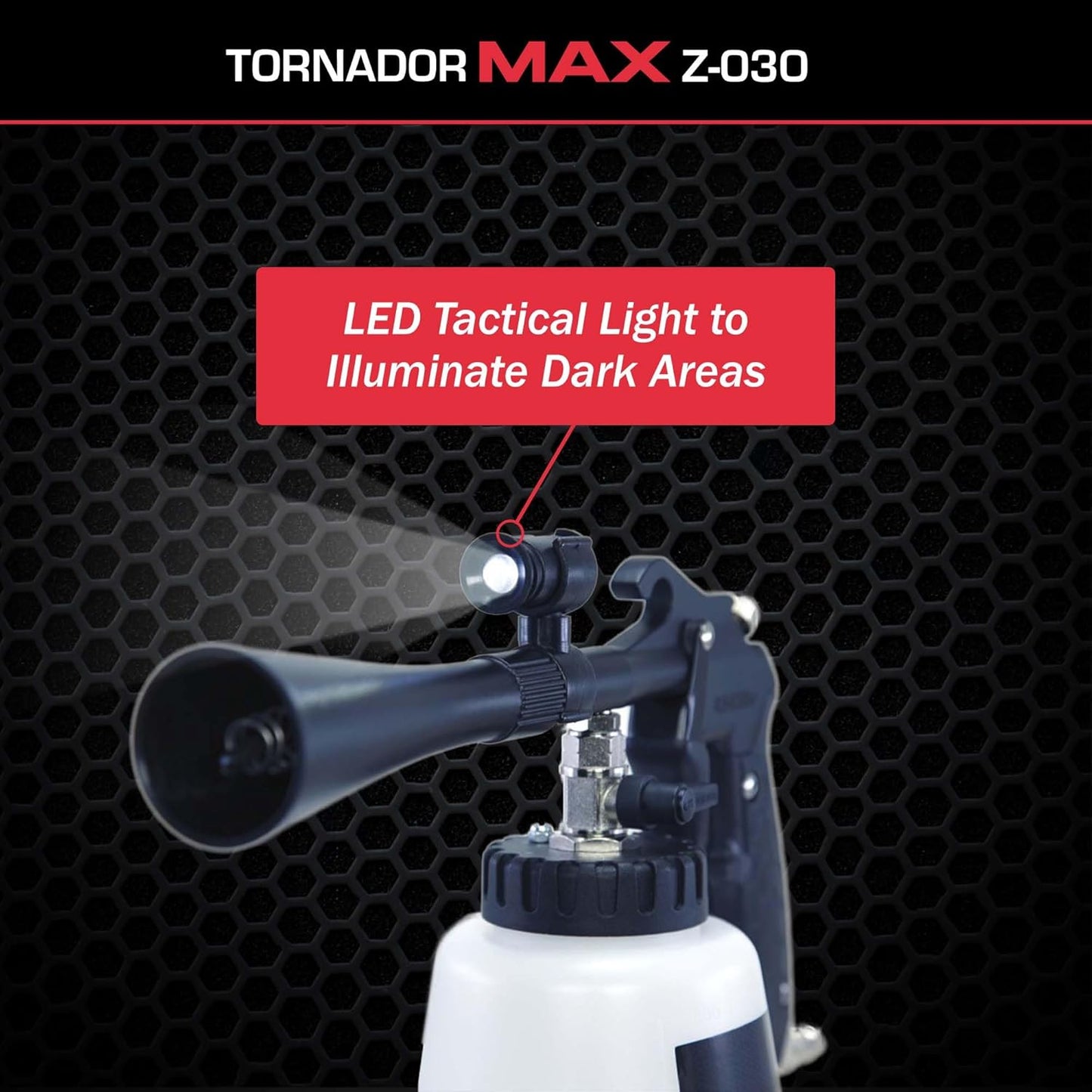 Tornador Max Z-030 Cleaning Tool for Car Detailing | Patented Power Rotation | LED Light | Custom Grip | High-Pressure Air Cleaning Gun | 32oz Capacity