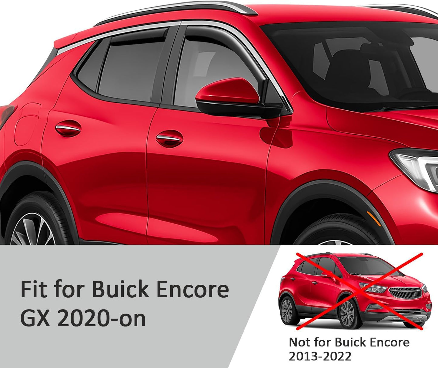 Voron Glass in-Channel Extra Durable Rain Guards for Buick Encore GX 2020-2025, Window Deflectors, Vent Window Visors, 4 Pieces - 200703