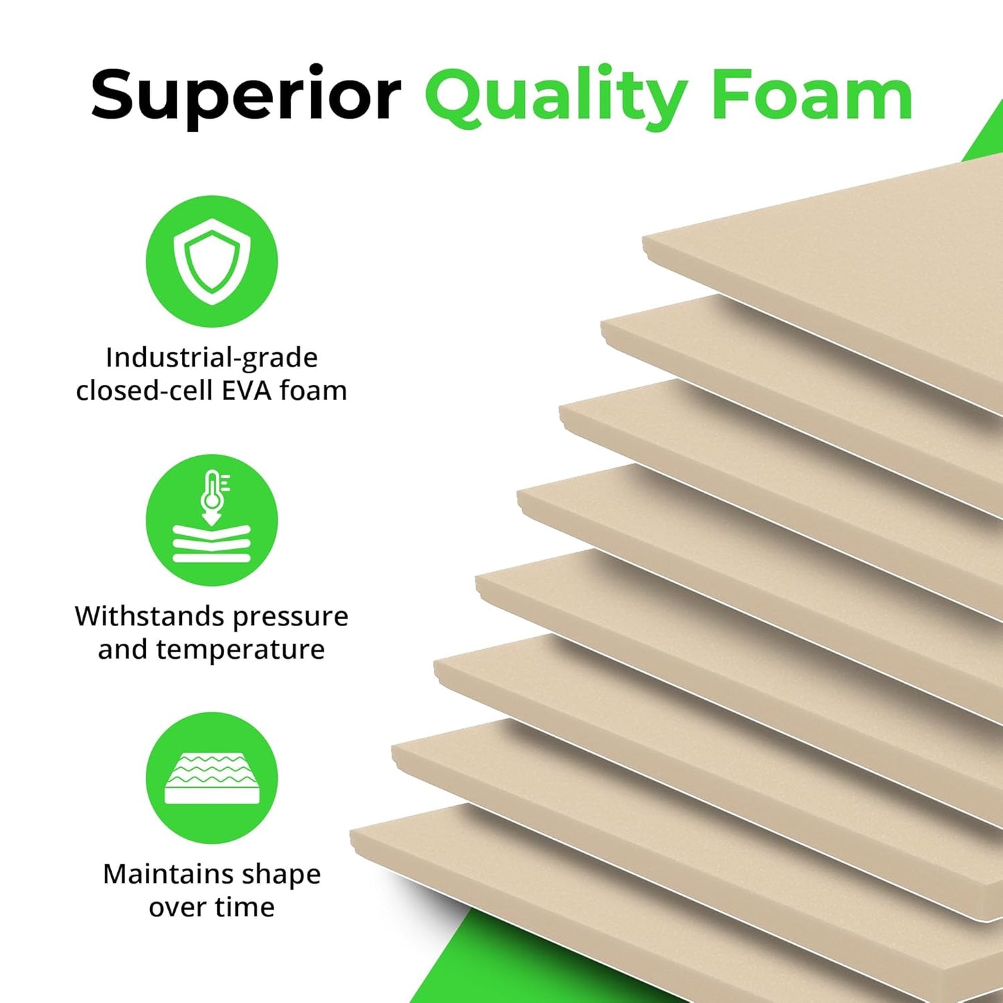 XCEL Equipment Pads, Anti Vibration Non Slip Furniture Pads Customizable Acoustic Foam Rubber Pads Versatile Adhesive and Non-Adhesive (6" x 6" x 1/4" (8 Pack), White - Adhesive One Side)