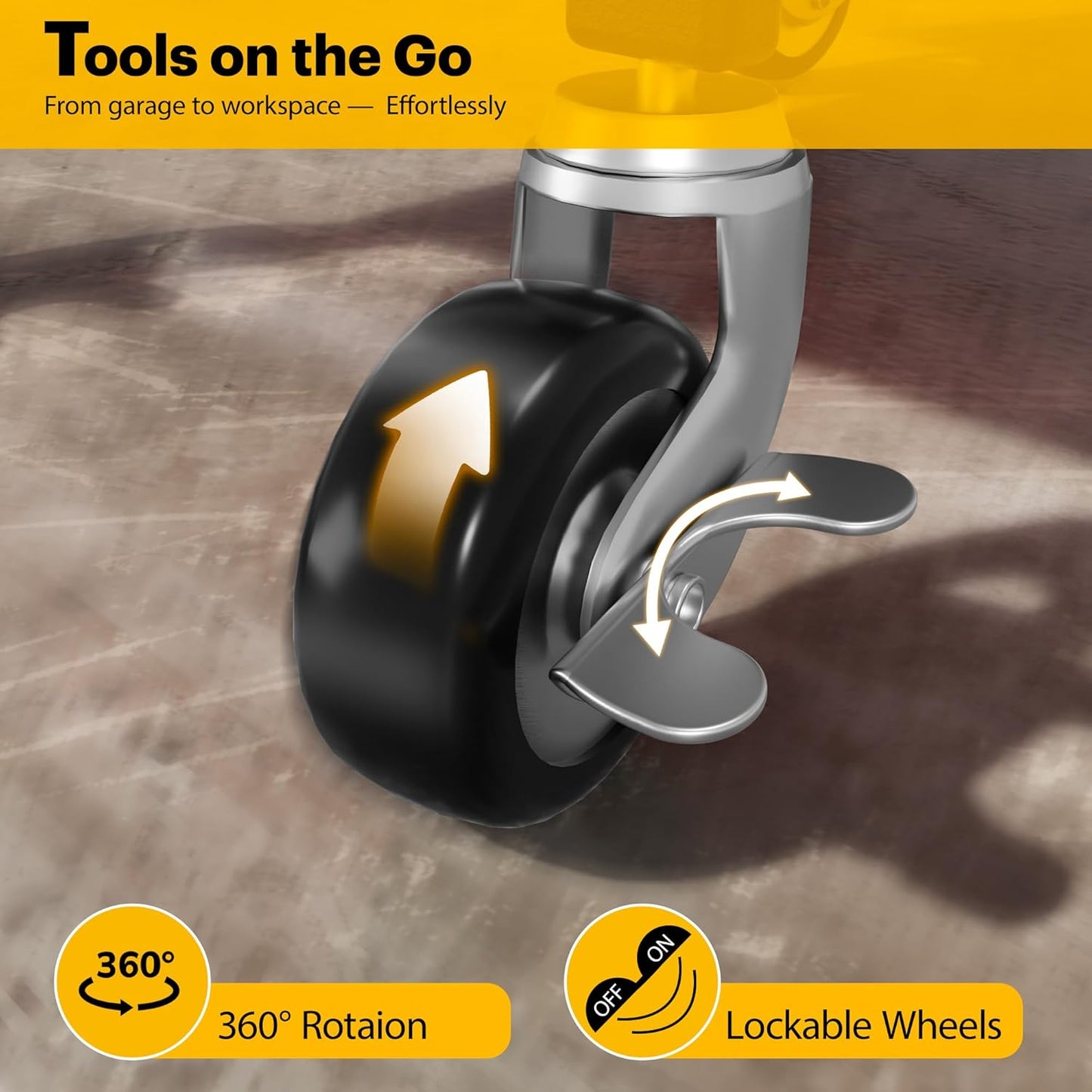 Power Tool Organizer Cart, Garage Tool Storage, Heavy Duty 4 Tier Floor Standing Rolling Shelf with Wheels, Mobile Workbench for Garage Workshop Home Repair, Gift for Father Men Husband, Red