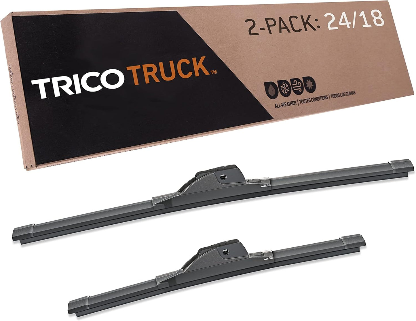 TRICO Solutions™ Truck 24 Inch & 18 Inch Pack of 2 High Performance Automotive Replacement Windshield Wiper Blade for Select Chevrolet, Jeep, Nissan, Hyundai, Kia, and Buick Models (58-2418)