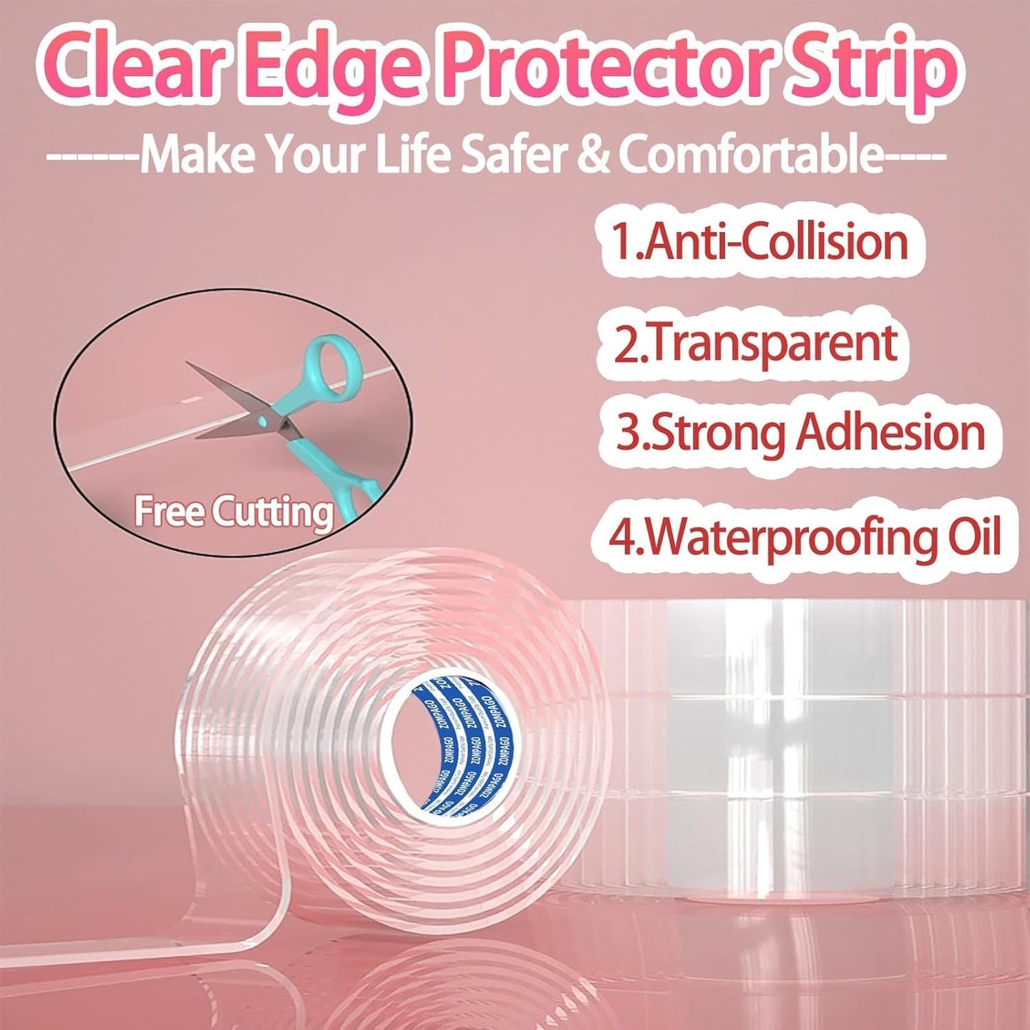 Clear Soft Corner Protectors for Furniture Strip,0.8in x13FT,2 RollSharp Edge & Table Bumper,Window Edge,Wall Protector, Soft Corner Guards Safe for Proof,Table Corner Protectors in Family
