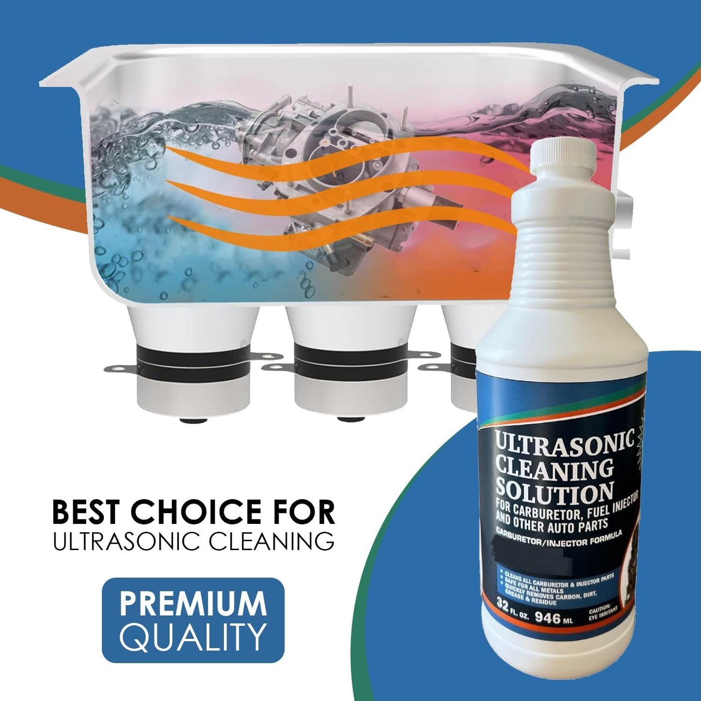 NORTHWEST ENTERPRISES Ultrasonic Cleaner Solution for Carburetors and Engine Parts. Concentrated Washing Compound for use in Ultrasonic Machines and Immersion Washers - Automotive Fluid (32 oz)