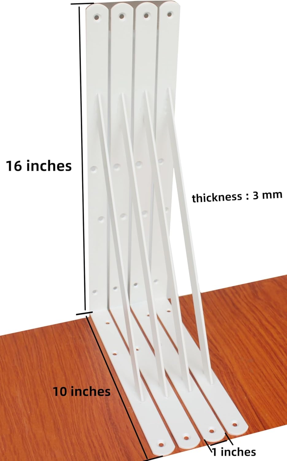 8 Pack L16 x H 10" White Heavy Duty Shelf Brackets with Screws Metal Shelf Brackets Shelf Support Angle Brackets for Shelves L Brackets Heavy Duty Floating Shelf
