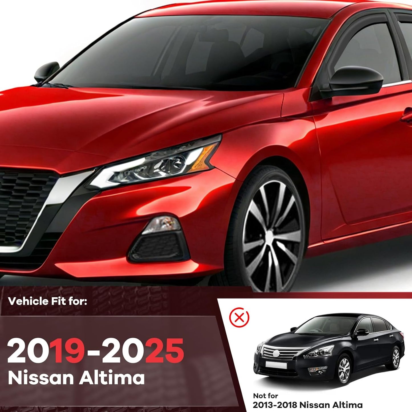 in-Channel Rain Guards Fit for Nissan Altima 2019 2020 2021 2022 2023 2024 2025, Durable Window Visors Wind Deflectors, Smoke Vent Shase Shields-4PCS