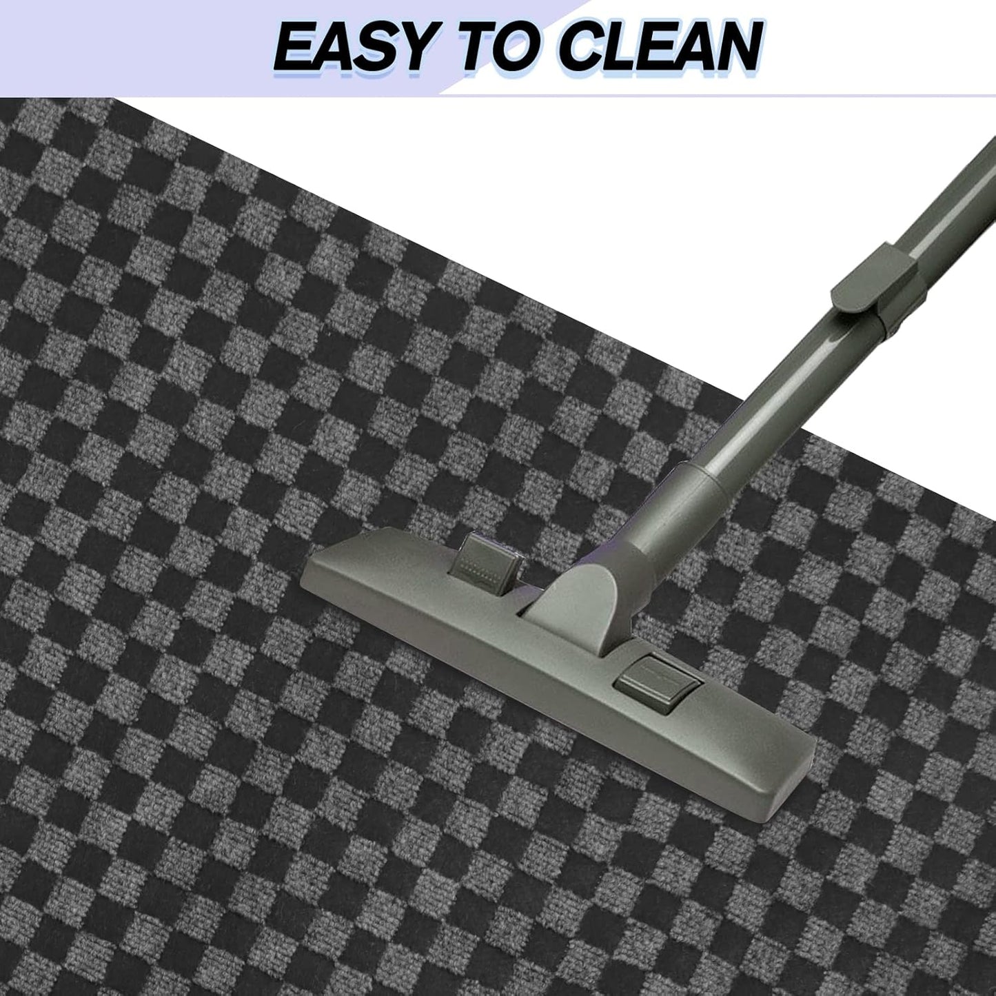 Custom Size Backed Non-Slip Area Rugs Runner, Easy Clean, Waterproof Runner Rugs for Hallway Entryway, Kitchen, Laundry, 3FT x 3FT, Gray Checkered