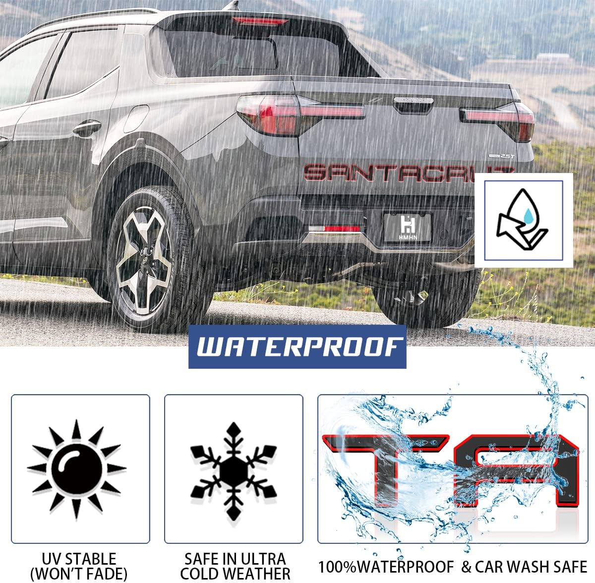 Tailgate Inserts Letters Compatible for 2022 2023 2024 2025 Santa Cruz 3D Raised & Strong Adhesive Decals Letters Rear Emblem Decal Sticker Compatible for Santa Cruz Accessories-Black Red