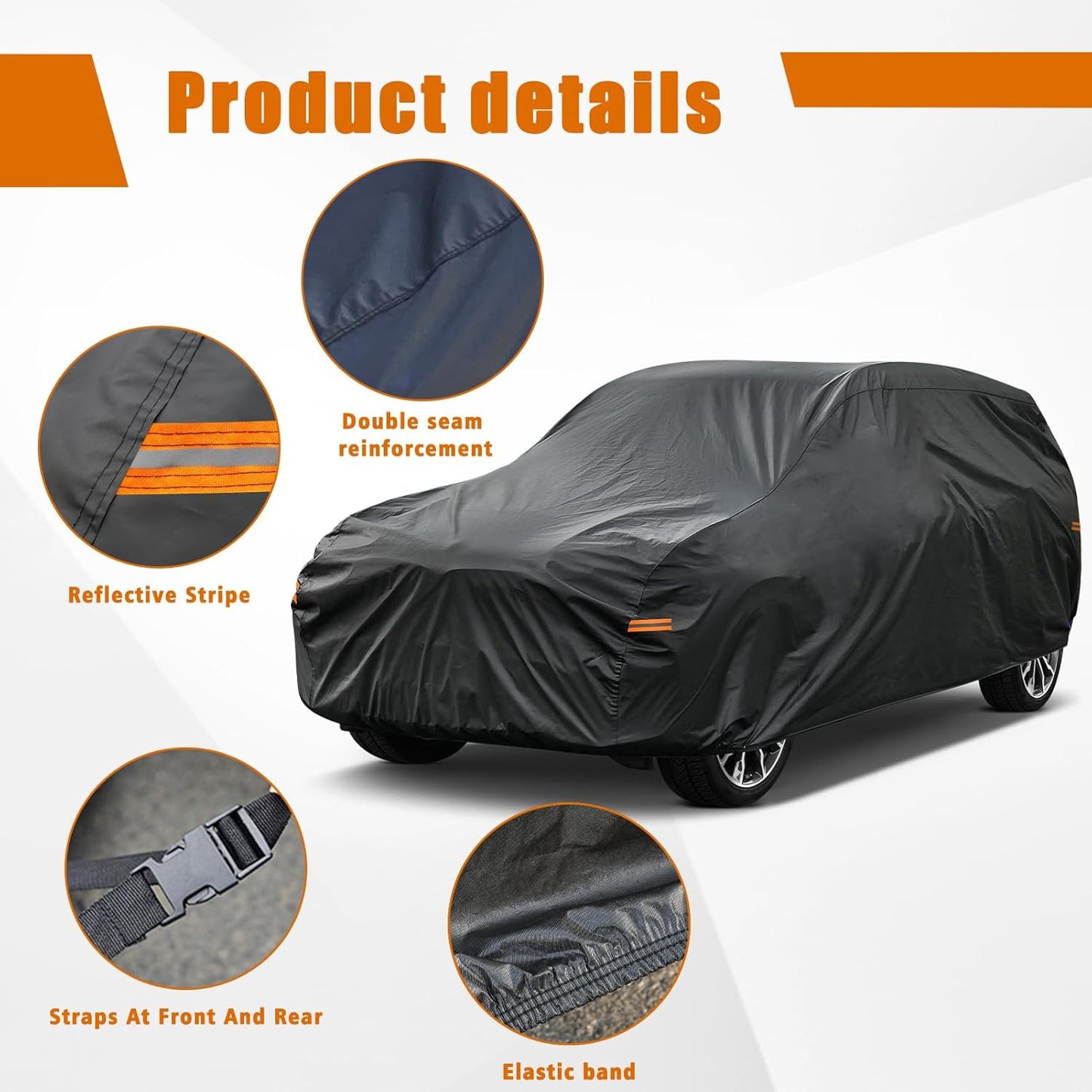 Kayme 7 Layers SUV Car Cover Custom Fit for Dodge Durango（2004-2025 Waterproof All Weather for Automobiles, Outdoor Full Cover Rain Sun UV Protection.Black