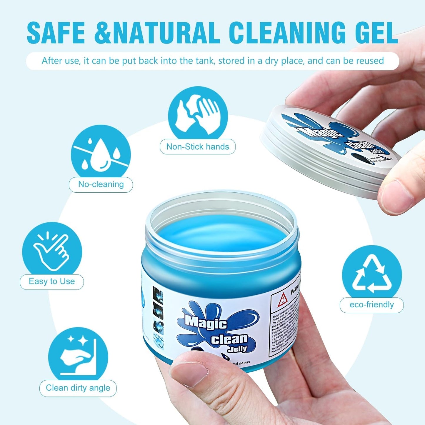 DNA MOTORING Car Cleaning Gels Auto Detailing Tools Cleaning Putty Car Interior Cleaner, Car Jelly Cleaner, Keyboard Cleaner, Car Cleaning Supplies Car Gifts for Men Women, Blue, TOOLS-00151
