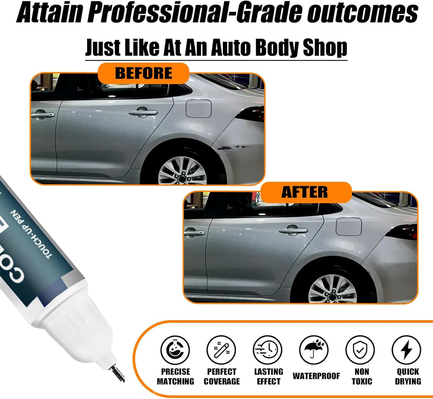 1F7 Classic Silver Metallic Touch Up Paint for Toyota, Car Paint Pen Scratch Repair Two-In-One Touch Up Paint, Premium Car Scratch Remover for Deep Scratches