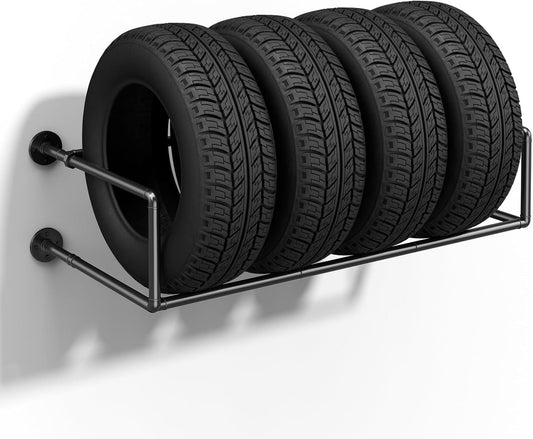 Vrisa Tire Rack Wall Mount Heavy Duty Adjustable Multi Tire Storage Rack with 300LB Weight Capacity Tire Rack for Garage Workshop Repair Shop, Black
