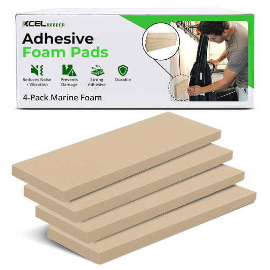 XCEL Foam Rubber Protector Panels – 4 Pack of Versatile Marine Foam Pads – Ideal for Wall Protection, Garage Parking, Car Door & Bumper Padding, Anti Vibration, Insulation, DIY Projects - Cream-Ivory