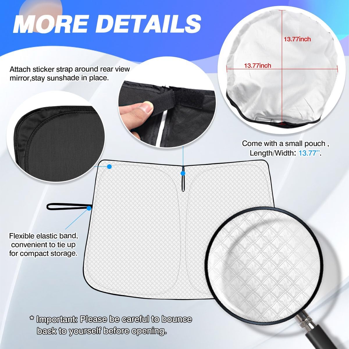 Windshield Sun Shade for 2023-2025 2026 Kia Sportage NQ5 Accessories Thicken 6-Layer Front Window Sunshade Cover Sun Visor Protector Foldable Block UV Rays Keep Vehicle Cool