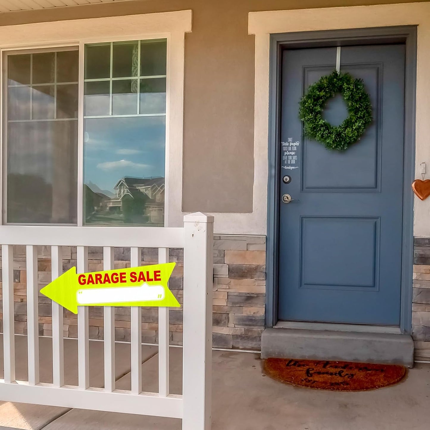 Wenqik 12 Pcs Garage Sale Signs with Stakes Double Sided Neon Arrow Signs with Stakes 17 x 6 Inches High Visibility This Way Plastic Garage Sale Decoration(Yellow and Red)