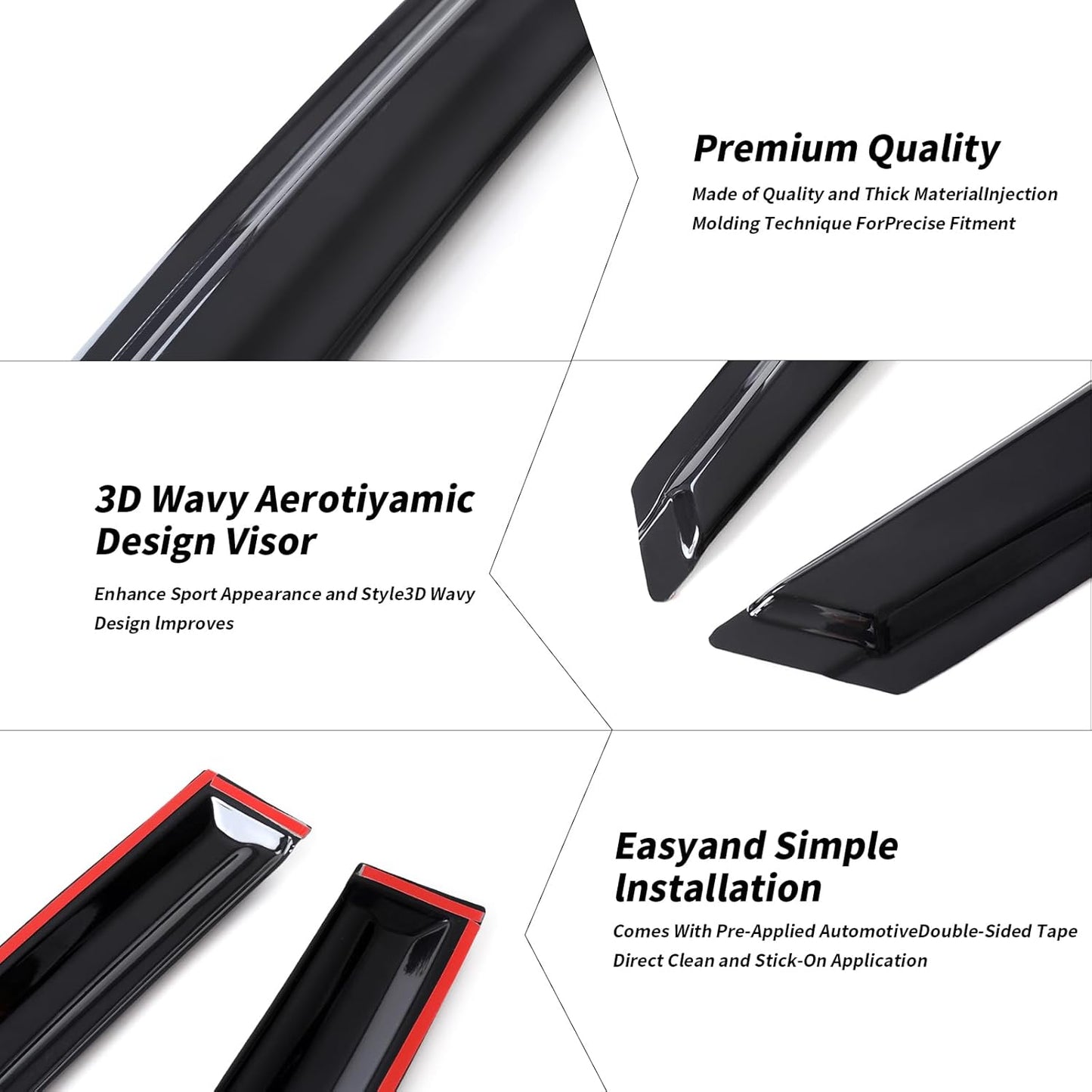 Rain Guards Side Window Visor Vent Outside Mount, 4PCS Fits for Honda Civic 4 Door Sedan 2016 2017 2018 2019 2020 2021 Model Only