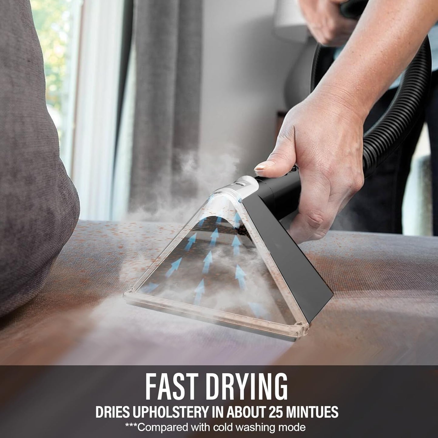 Portable Carpet Cleaner Machine with Steam and Heating Techology,15Kpa Powerful Suction with Versatile Tools for Pets, Couch, Car,Self-Cleaning, Compact Spot Cleaner for Stairs/Furniture/Rug