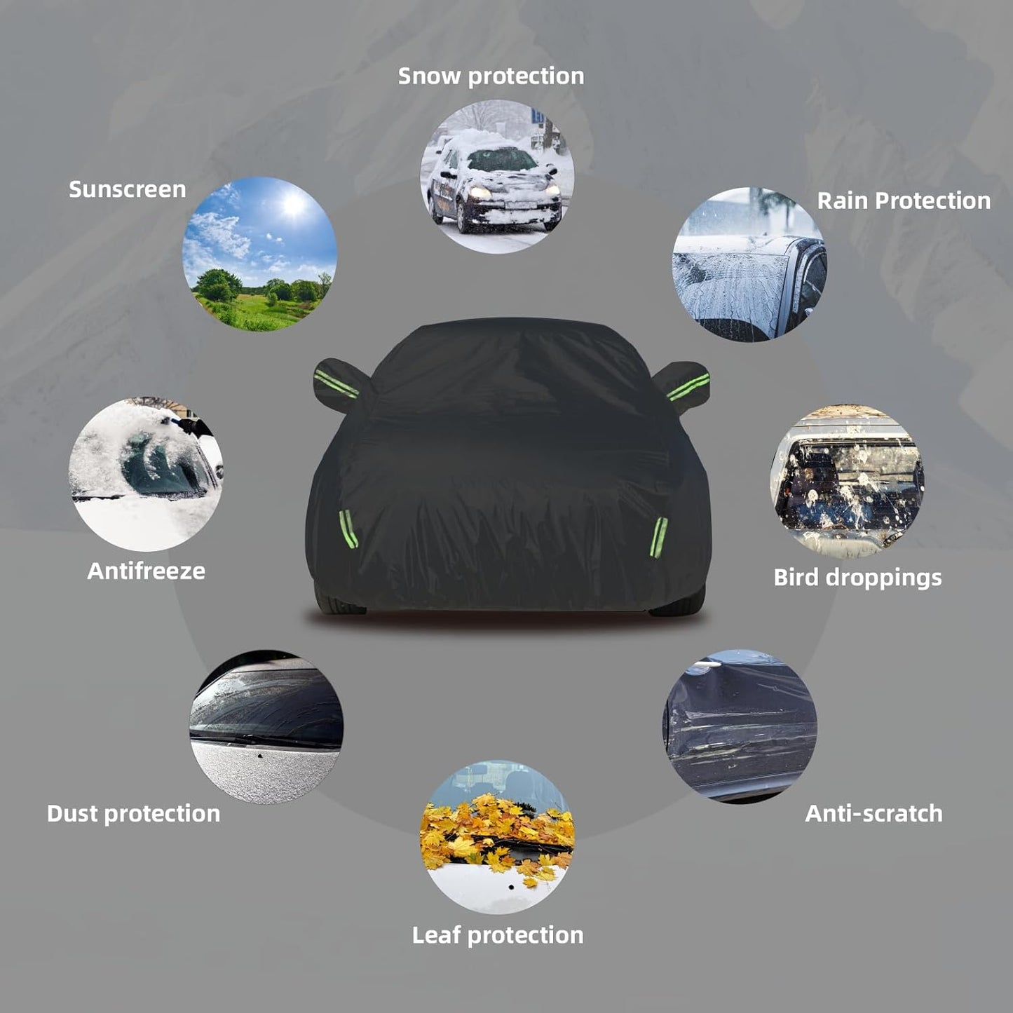 Car Cover Waterproof All Weather for Automobiles, Universal Heavy Duty Outdoor Sedan Car Covers Tarp for Sun Rain UV Protection Full Exterior Covers 190T Oxford Cloth 186 to 193 Inch