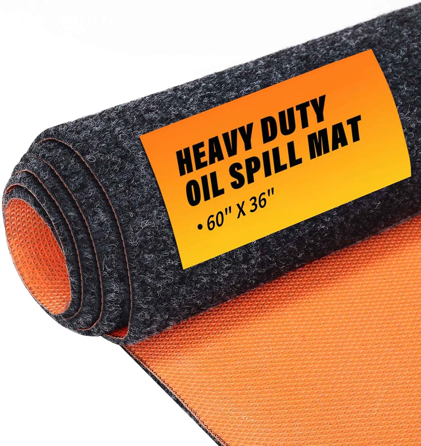 60" x 36" Heavy Duty Oil Spill Mat, Garage Floor Mat for Under Car, 1/4 Inch Thicked Waterproof Rubber Backing Mat Protect Floor, Reusable Oil Drip Leak Absorbent Pads