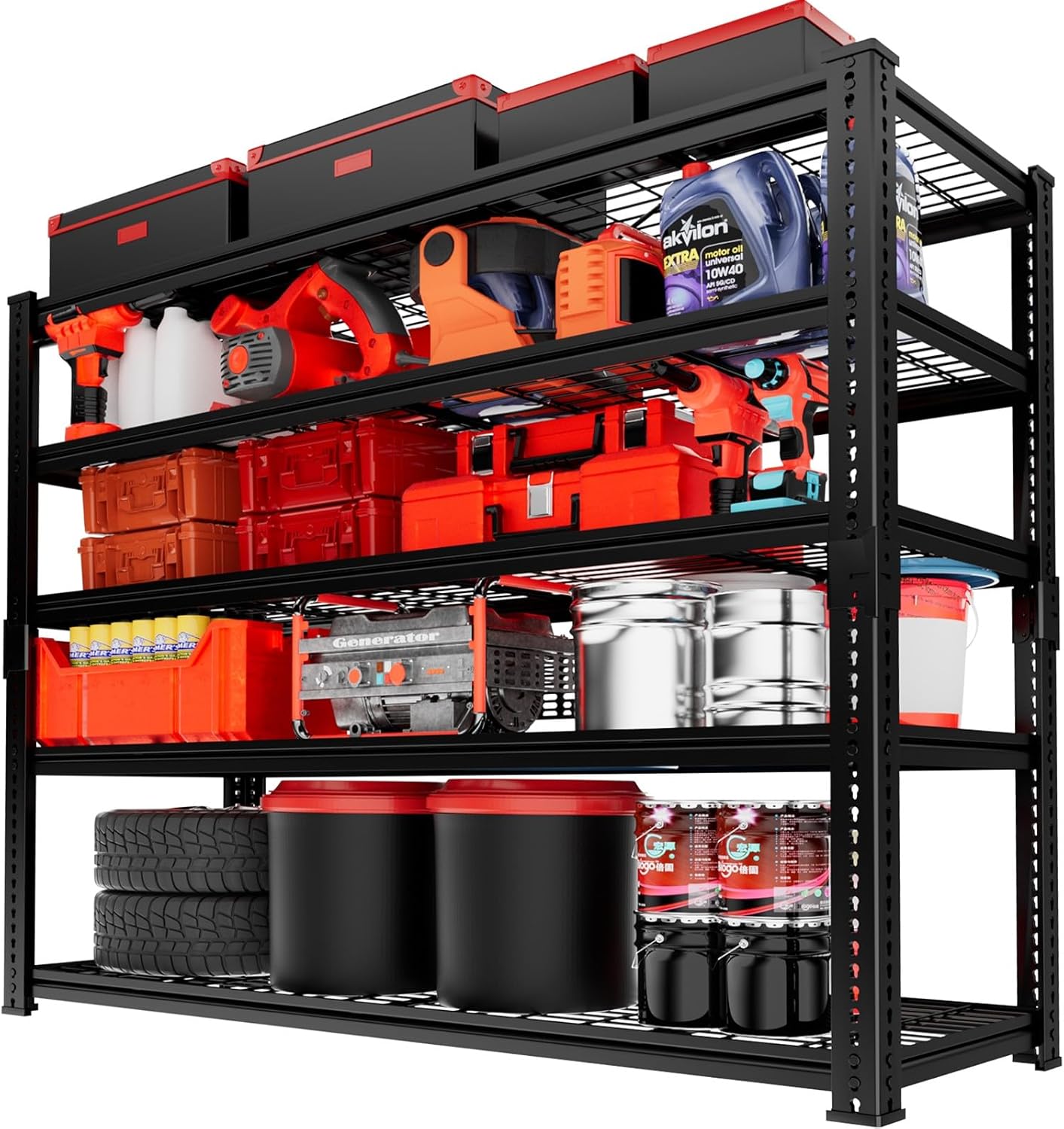Storage Shelves, Garage Shelving Heavy Duty 2800 LBS Capacity, 48"L x 18"W x 72"H Adjustable Metal Shelving Organizer Wire Rack, 5 Tier Utility Shelf Unit for Pantry Closet Warehouse Organization