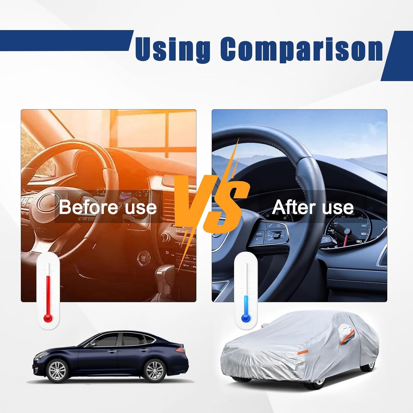 Kayme 6 Layers Car Cover Custom Fit for Toyota Corolla Sedan (2000-2025) Waterproof All Weather for Automobiles, Outdoor Full Cover Rain Sun UV Protection with Zipper Cotton/Silver