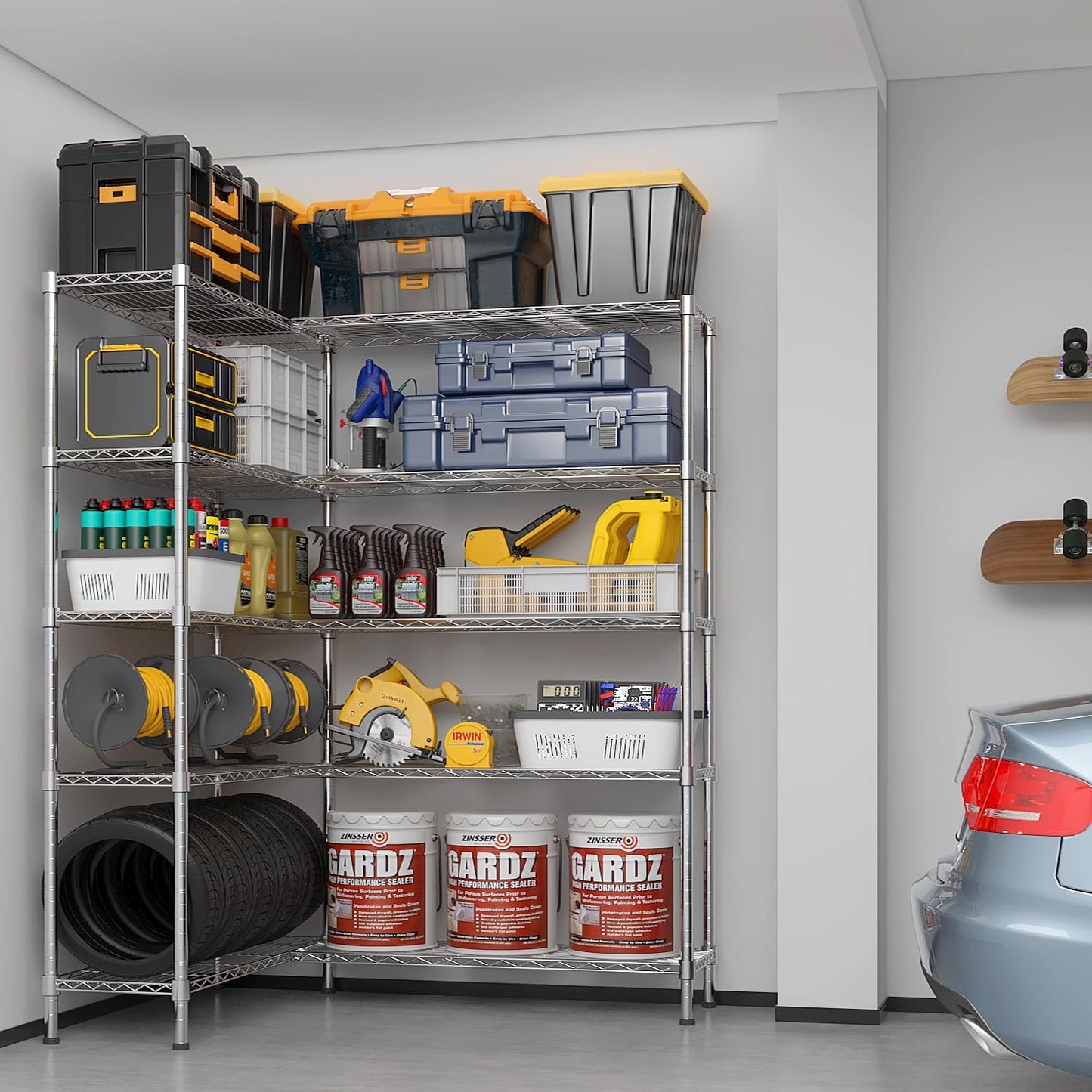 VINGLI 5 Tier Storage Shelves 1430LBS Heavy Duty Metal Shelving, Upgraded 58" W Garage Shelving Unit, Adjustable Wire Shelf for Storage Rack Commercial Pantry Shelf Organizer, 58" W × 13.8" D × 71" H