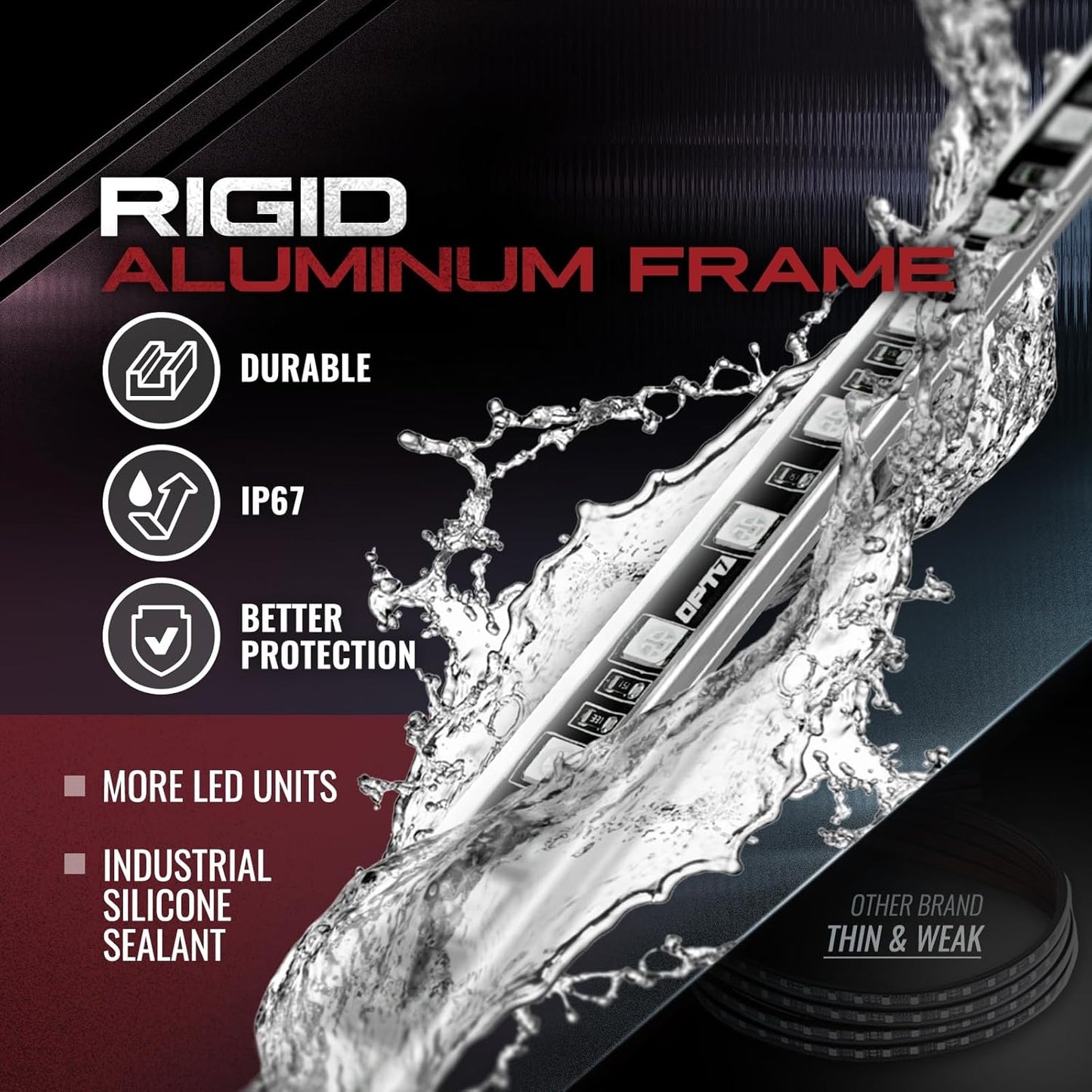 OPT7 Aura Aluminum Underglow Kit for Class B & B+ RV Camper with Remote Control, 6 pcs Multicolor LED Light Bars, Exterior Neon Accent Under Glow Lighting, Rigid Waterproof Strip Lights, Music Mode