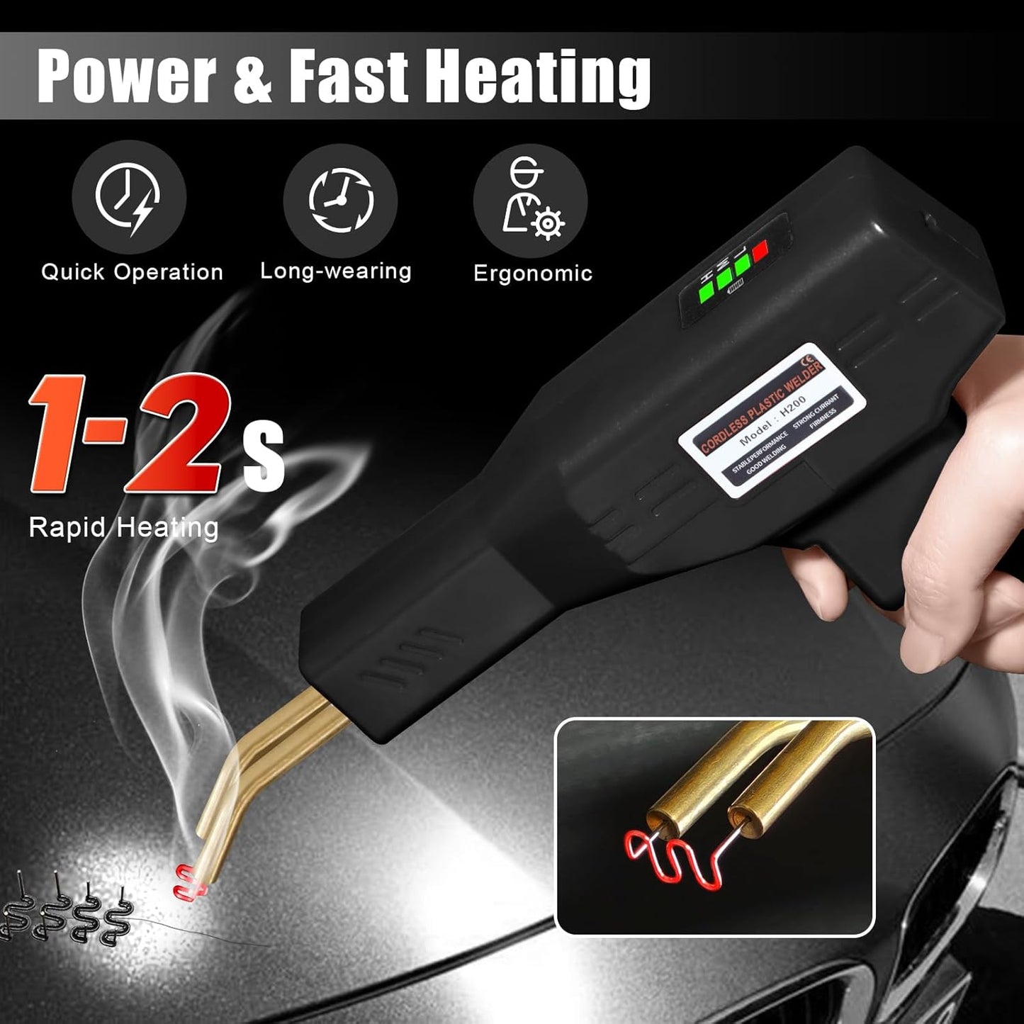 Upgraded 220W Cordless Plastic Welder, 1000PCS Staples, USB Rechargeable Cordless Car Bumper Repair Kit with 5000mAh Battery,Hot Stapler Kit, Plastic Welding Kit, Plastic Repair Kit