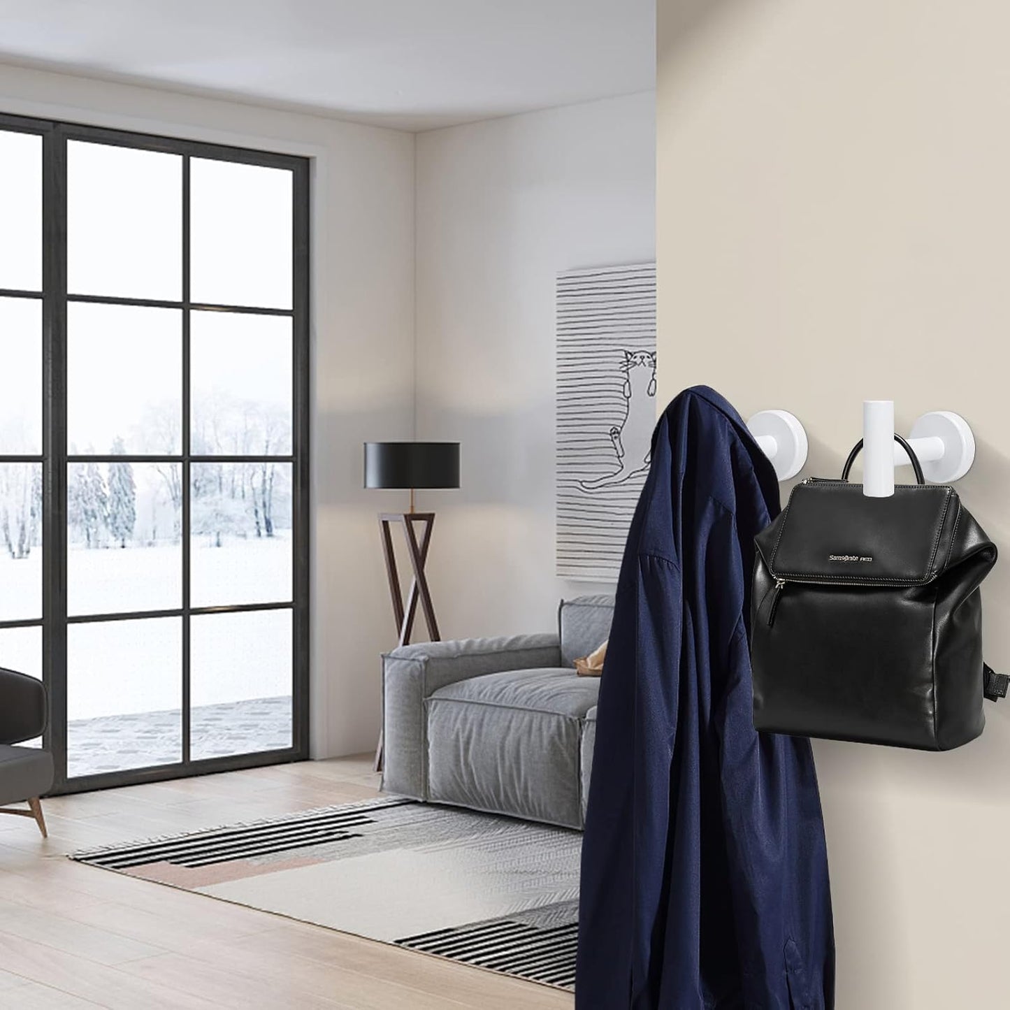 NearMoon Bath Towel Hooks- SUS 304 Stainless Steel Robe Hook Holder, Heavy Duty Coat Hook for Bathroom Livingroom Hotel Kitchen Garage, Wall Mounted- 4 Pack (White)