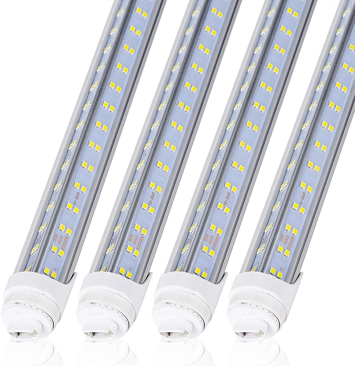 R17D/HO 8FT LED Bulbs - (10 Pack) Rotate V Shape, 6000K Cold White 120W, 18000LM, 300W Equivalent F96T12/DW/HO, Clear Cover, T8/T10/T12 Replacement, Dual-End Powered, Ballast Bypass