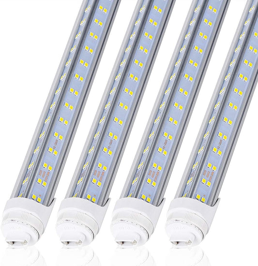 R17D/HO 8FT LED Bulbs - (10 Pack) Rotate V Shape, 6000K Cold White 120W, 18000LM, 300W Equivalent F96T12/DW/HO, Clear Cover, T8/T10/T12 Replacement, Dual-End Powered, Ballast Bypass