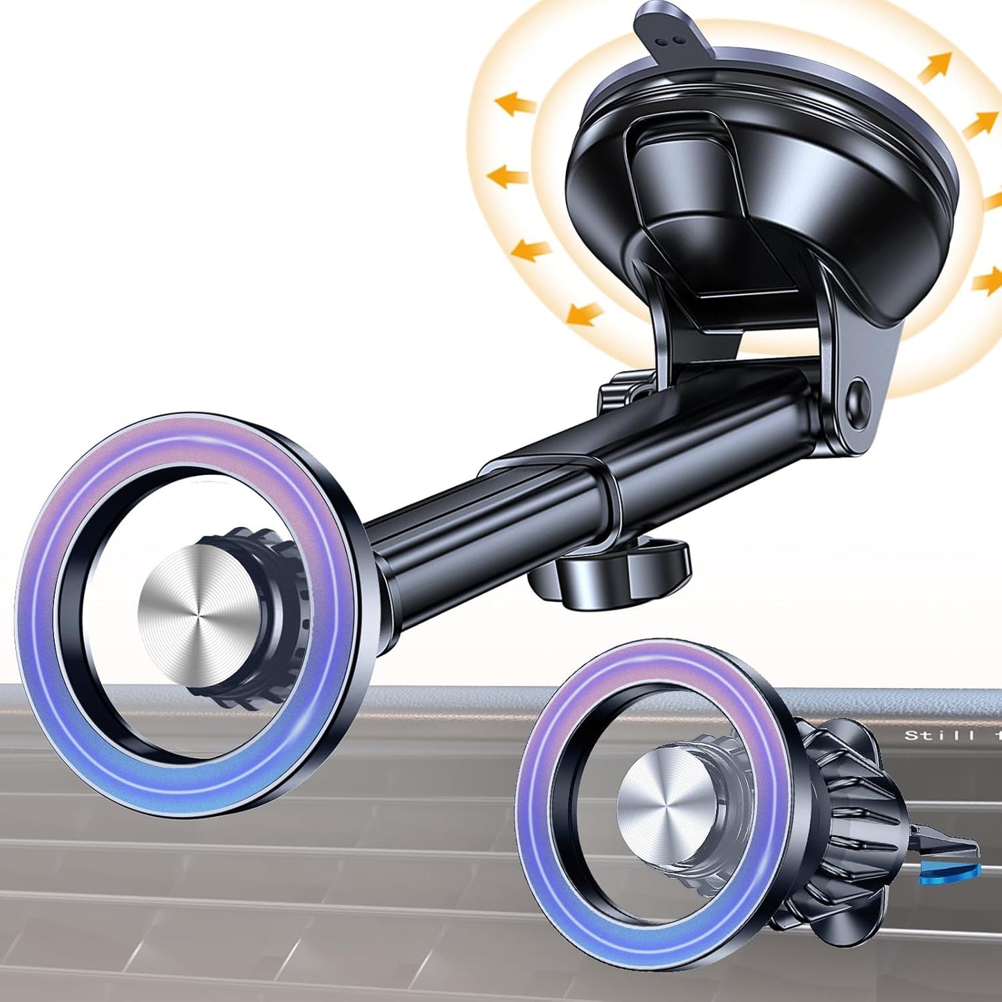 Coolpow for MagSafe Car Mount【Windshield+Vent+Dash】Magnetic Phone Holder for Car Phone Holder Mount Cell Phone Holders for Your Car Accessories Suction Cup Stand for Garmin GPS Fit iPhone 16 15 14 13