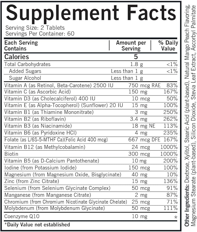 Kirkman - Children's Multivitamin & Mineral - 120 Capsules - with 5-MTHF - Potent Broad Spectrum Vitamin/Mineral Supplement - Hypoallergenic