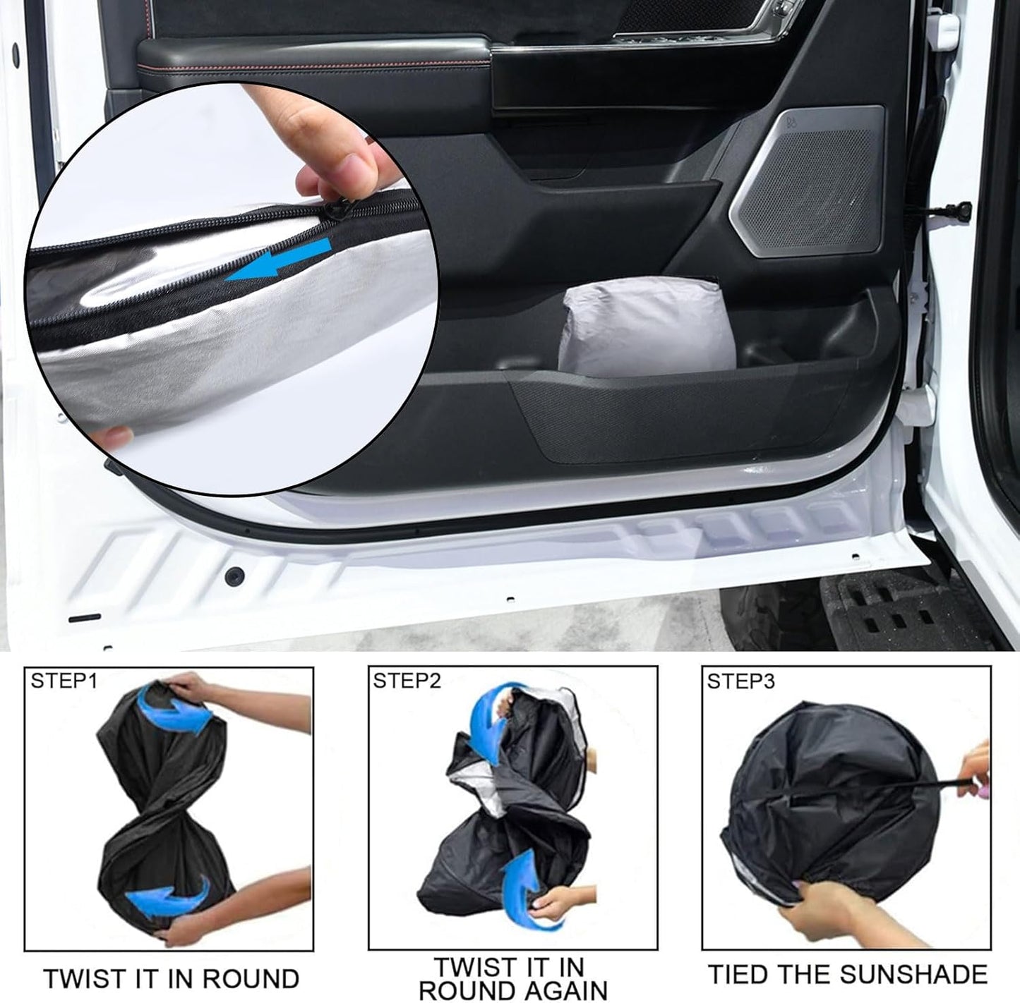 2025 Upgrade Front Windshield Sunshade fit for Ford F150 2021-2025 Foldable Car Shade 240T Reflective Polyester Ford F-150 Lariat King Ranch Platinum XL XLT Limited Raptor Accessories |Keep Cool|