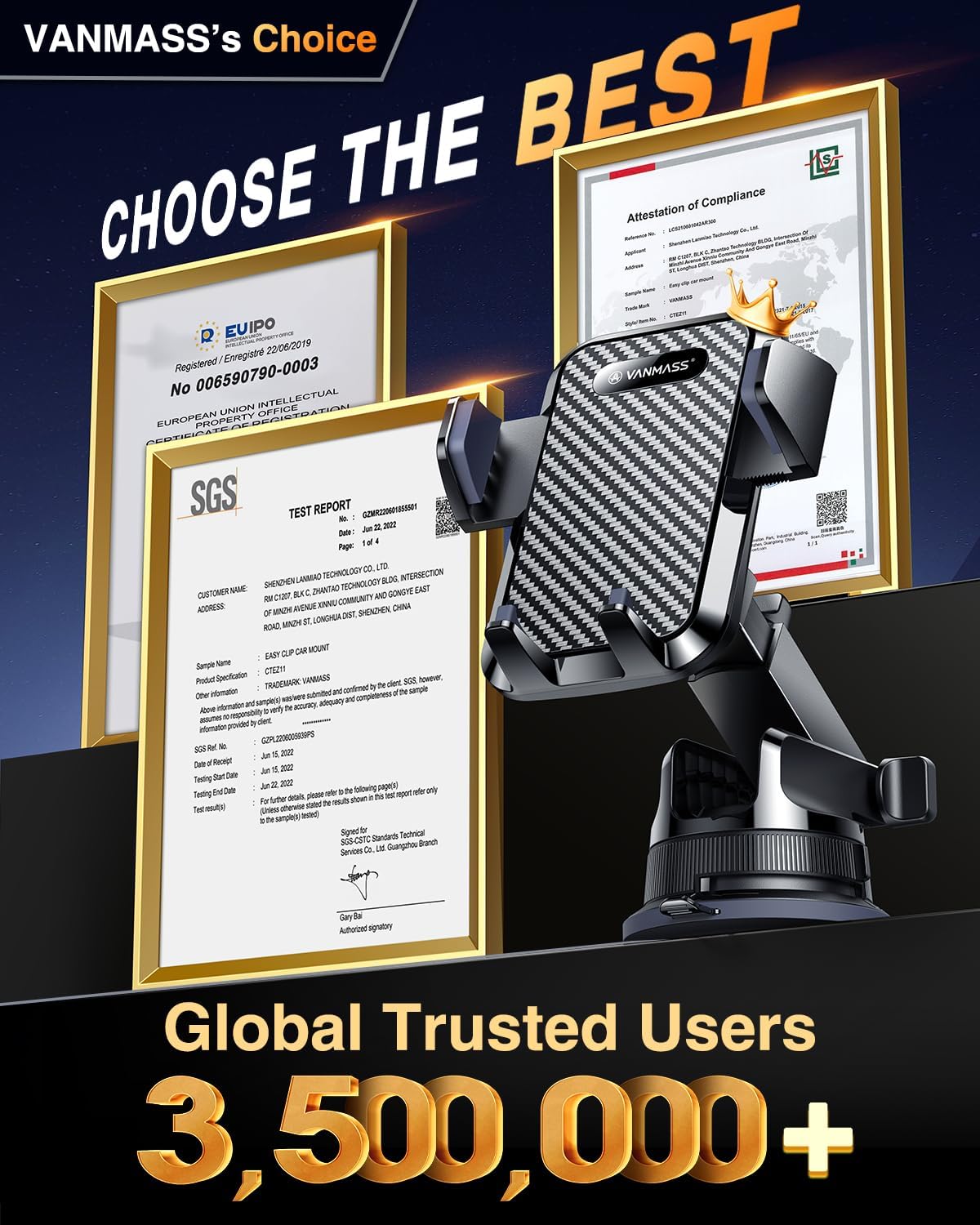 VANMASS [2025 Upgrade Phone Holders for Your Car [Super Suction Cup] Cell Phone Mount Car Dashboard Window Vent Desk Fit for iPhone 16 Pro Max 15 14 Universal Handsfree Automobile Vehicle Cradle