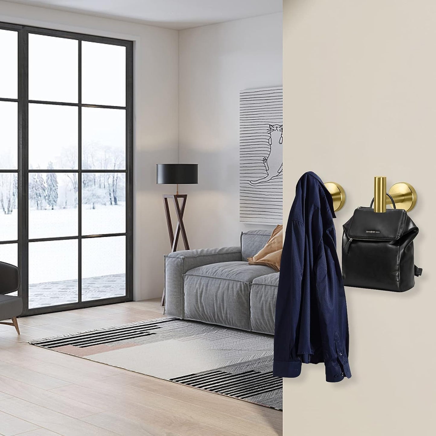 NearMoon Bath Towel Hooks- SUS 304 Stainless Steel Robe Hook Holder, Heavy Duty Coat Hook for Bathroom Livingroom Hotel Kitchen Garage, Wall Mounted (Brushed Gold, 4 Pack)