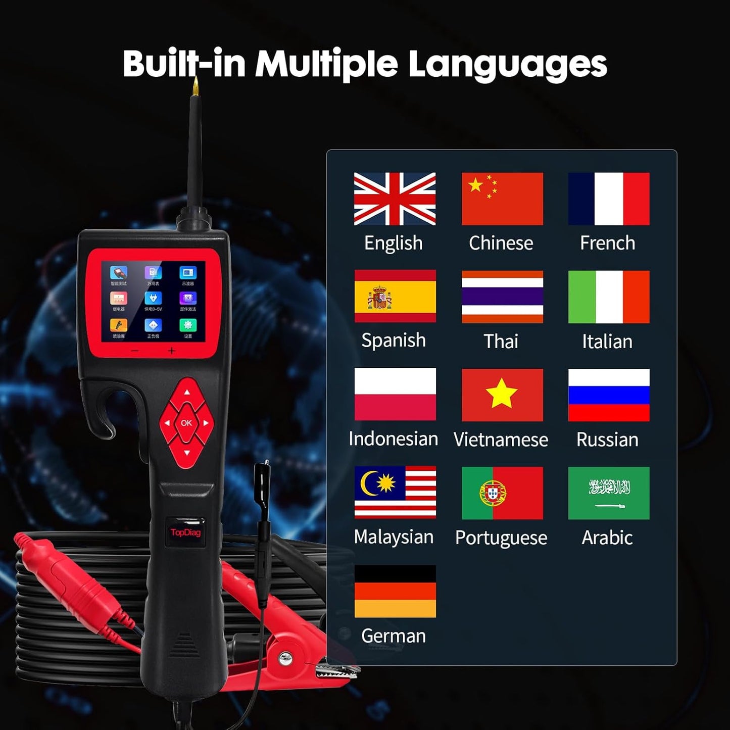 P200 Power Circuit Probe Kit - Test Light Automotive Circuit Tester Circuit Breaker Finder Tool, Relay Tester Multimeter, Oscilloscope, Fuel Injector Tester - 9~30V