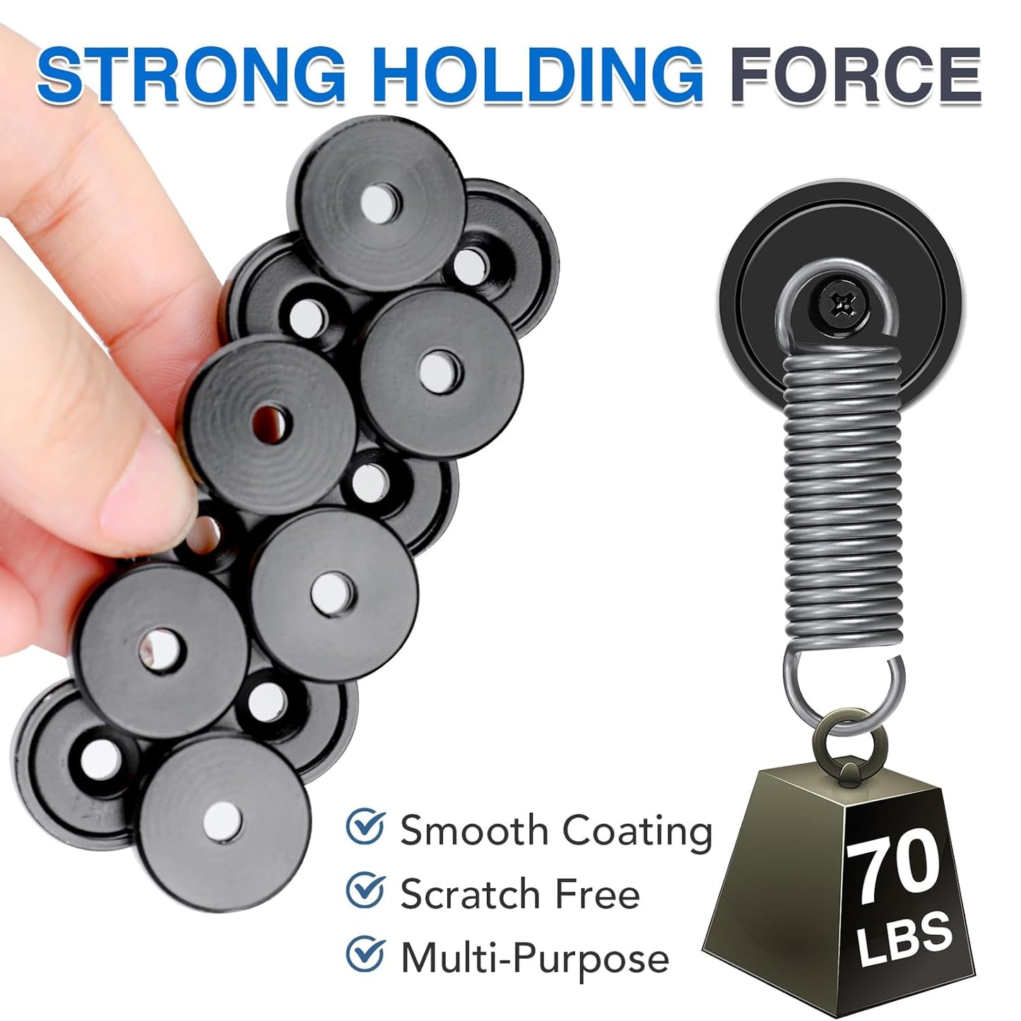 MIKEDE Magnets with Hole, 70LB Strong Rare Earth Magnets, Black Cup Magnet Neodymium with Countersunk Hole Steel Capsule, Powerful Pot with Screws-10 Pack Visit The MIKEDE Store