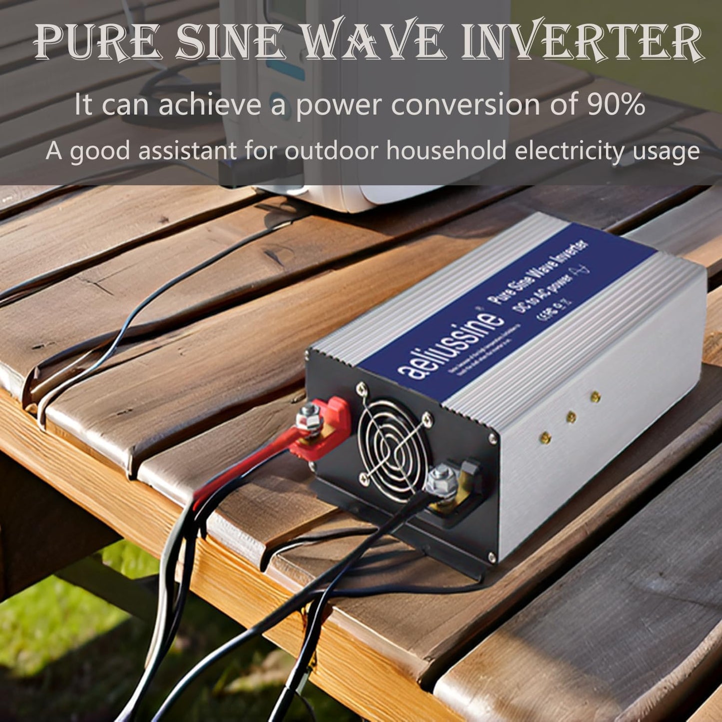1000W Pure Sine Wave Inverter-36V DC to 110V 120V AC Power Converter with 2 AC Outlets, 36 Volt Power Inverter for Home, Emergency Power