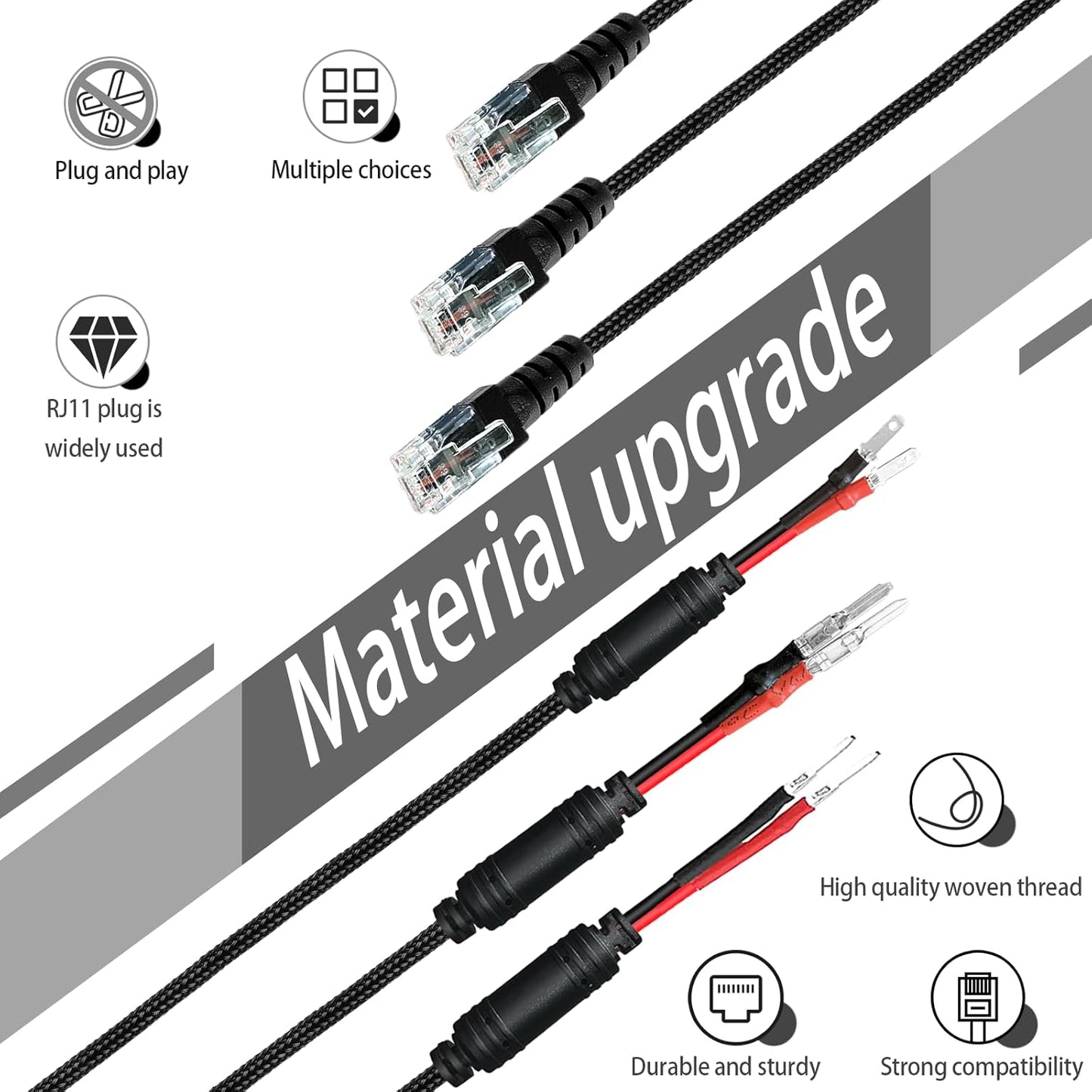 Radar Detector Hardwire Power Cord Mirror Wire Plug Tap,with Inline Fuse Holder,Compatible with Cobra Escort Beltronics Uniden Whistler Valentine One Radar Detector (RJ11-13.6'')