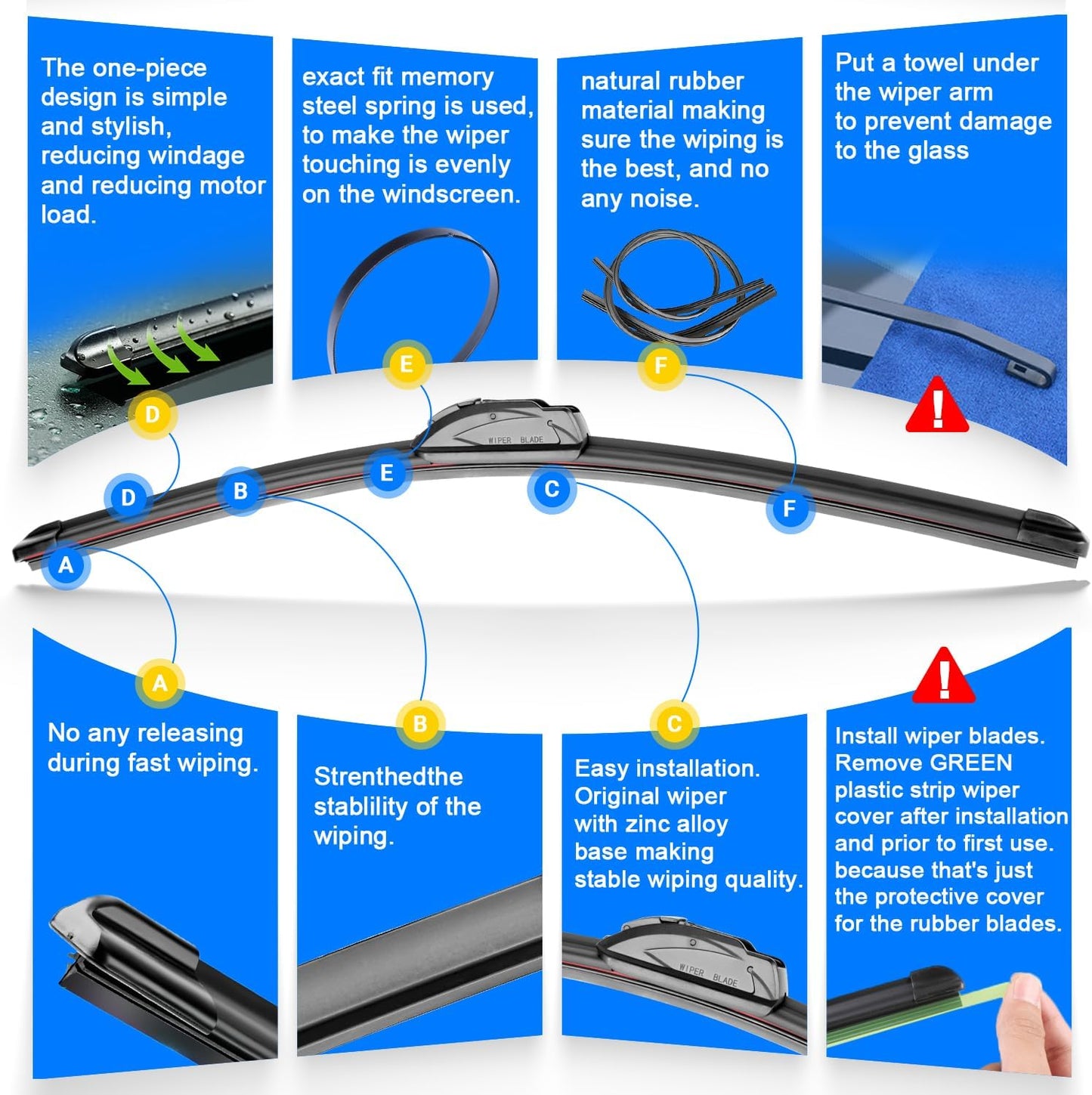 Windshield Wiper Blade Set Replacement for 2007-2016 Jeep Compass Original Equipment Replacement Front Rear Wiper Blades-22"/20"/11" (Set of 3) U/J Hook