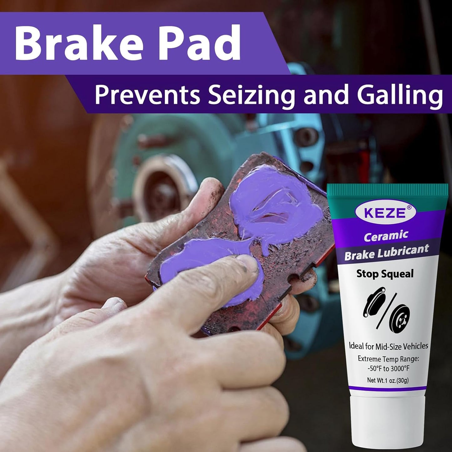 Keze Ceramic Brake Grease Lubricant for Automotive Extreme Break Lube Caliper Parts Sliding Pin Pad Assembly,Prevents Seizing,Stops Squeaking,1 oz-1 Pack