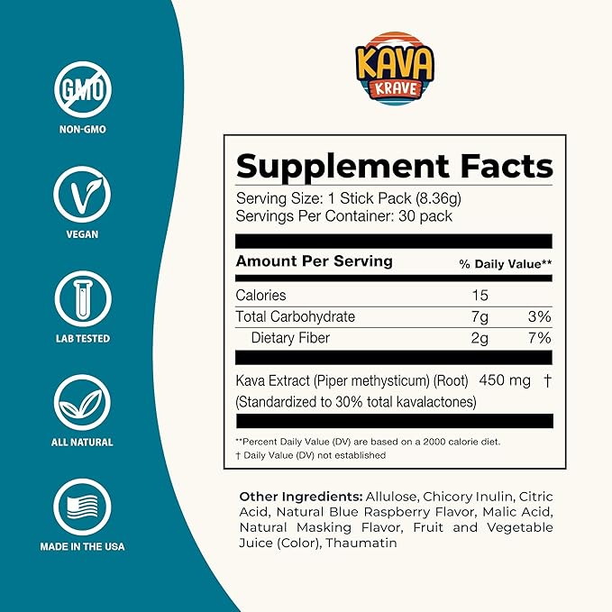 Citrus Berry Kava Drink Mix – 60 Pack for Natural Energy, Mood Support, Stress Relief & Nootropic Focus