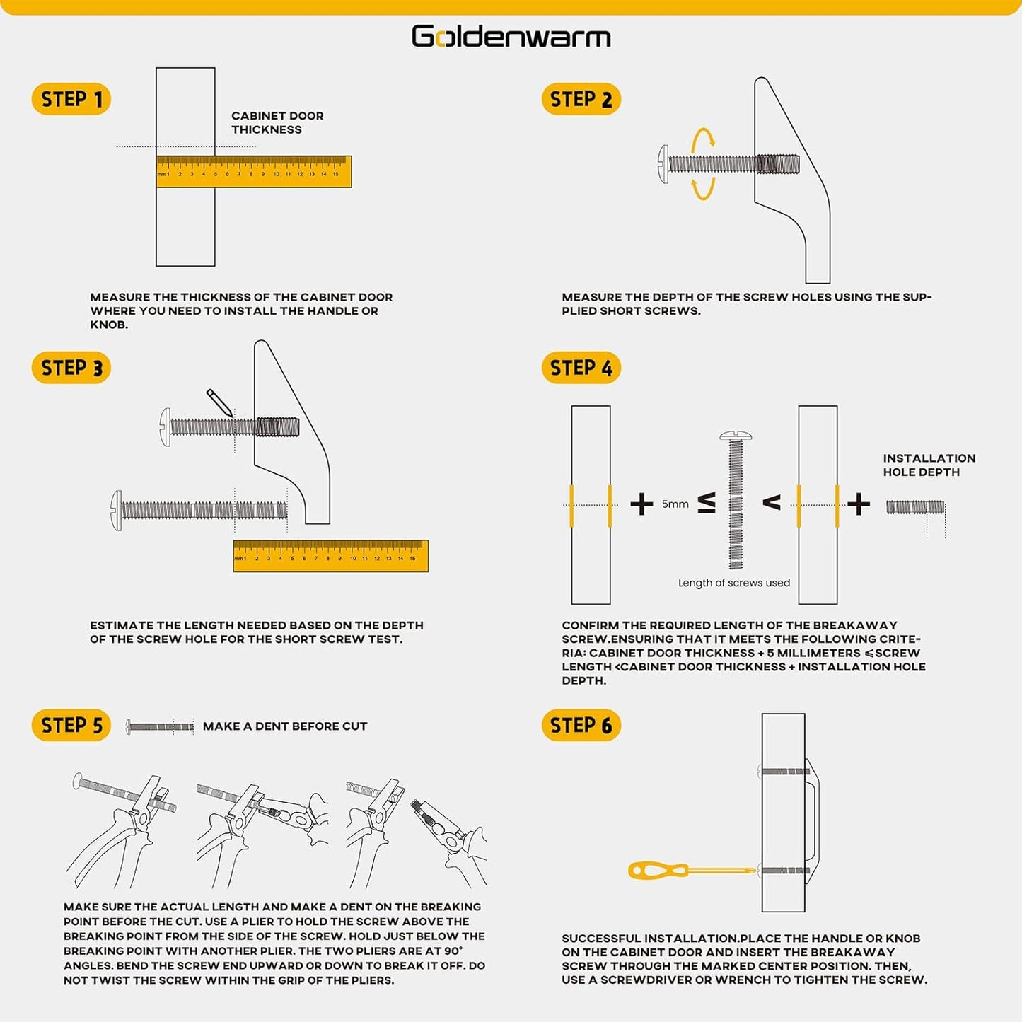 goldenwarm 35 Pack Black Cabinet Knobs Kitchen Cabinet Handles Stainless Steel Cabinet Hardware Black Knobs Handles Pulls for Bathroom Cabinets and Cupboard, 2in(50mm) Overall Length