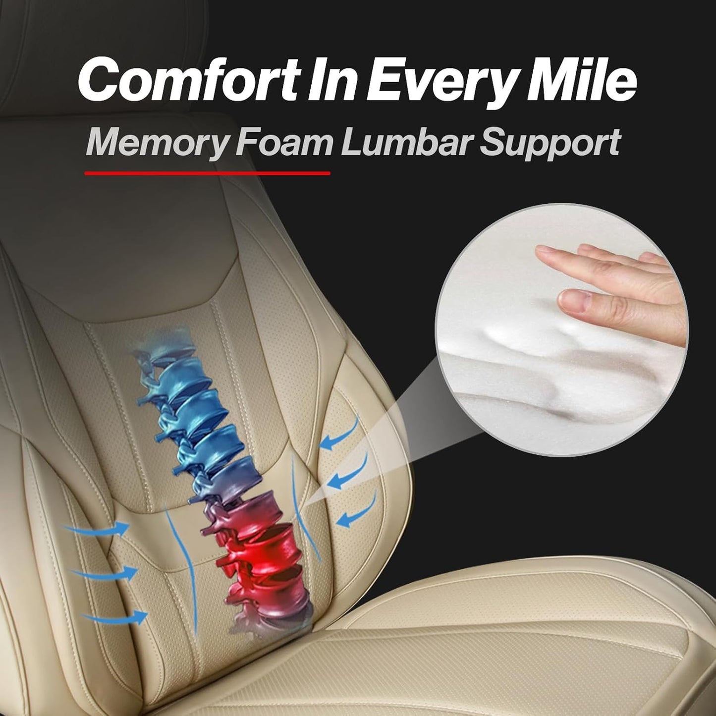 Coverland Custom Car Seat Covers Compatible with Colorado, Ram 1500, Canyon, Sierra 1500 - Premium Leather Non-Slip Waterproof Interior Protector Front Seat-Beige [See Size Chart-Size A11]