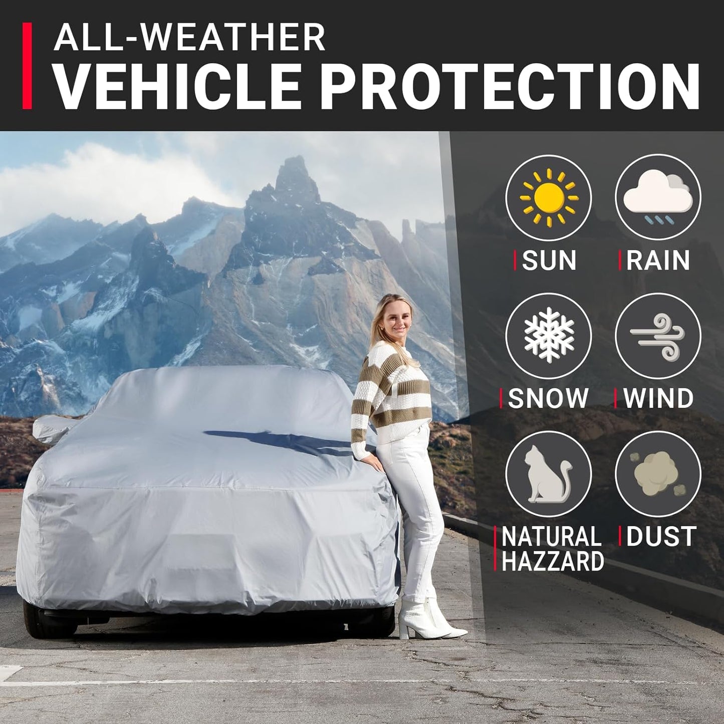iCarCover Custom Car Cover for 1979-2004 Ford Mustang LX, GT Waterproof All Weather Rain Snow UV Sun Protector Full Exterior Indoor Outdoor Car Cover