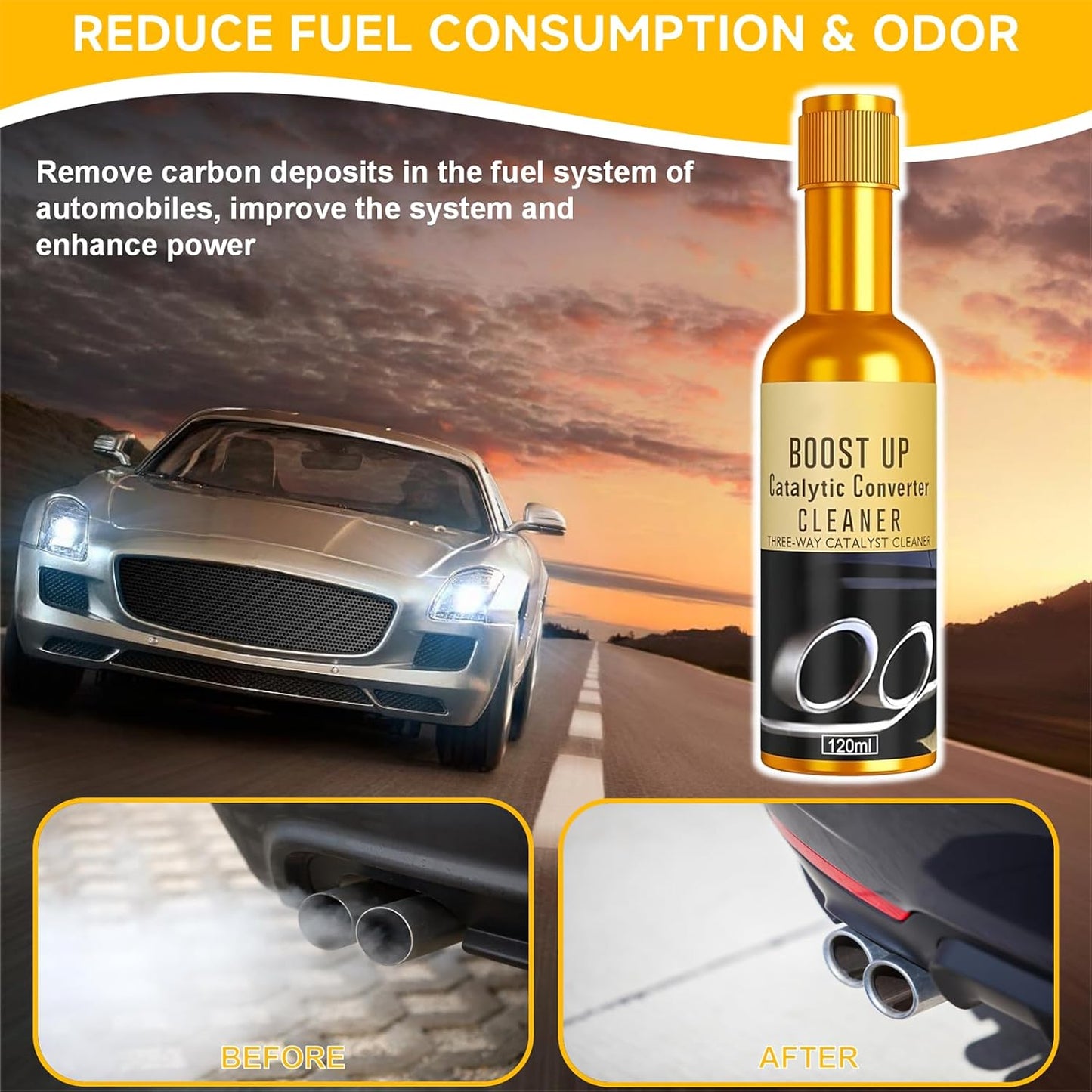Catalytic Converter Cleaner,120 ml Auto Parts Engine Cleaner, Exhaust System Pipe Carbon Removal Treatment Additive Oil, Fuel System Treatment Oil Additive for Gas and Diesel Car (120ml-3PC)
